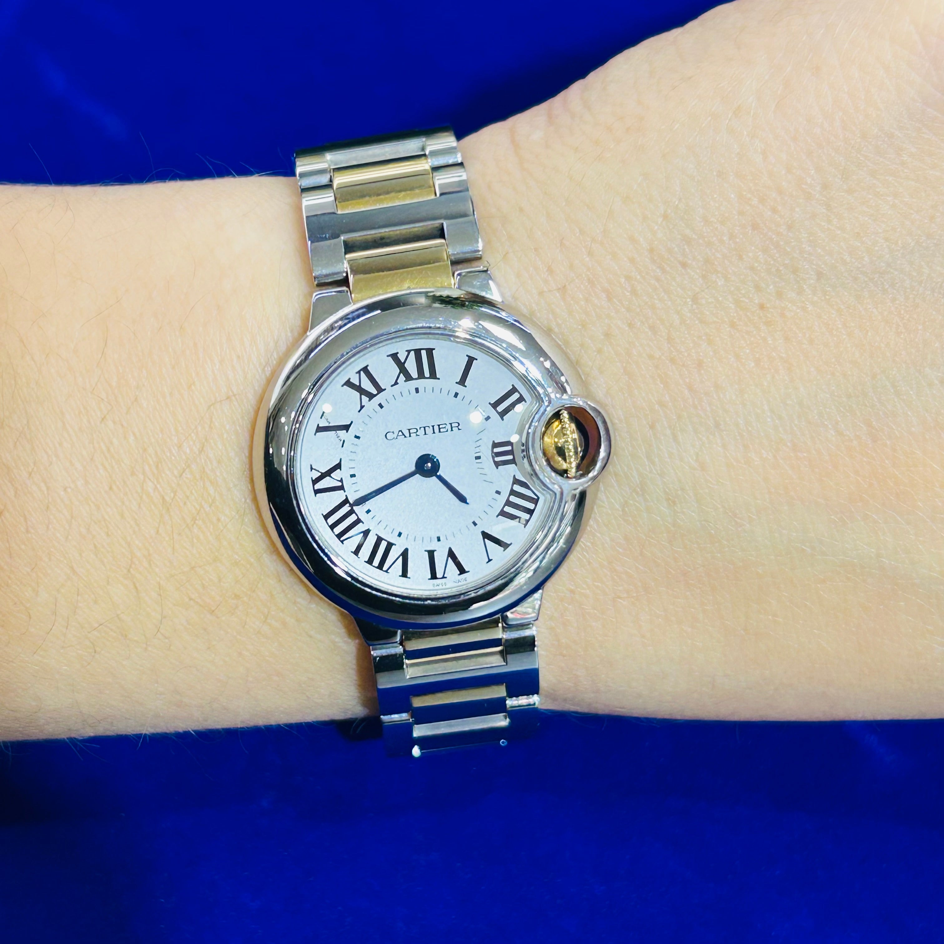 Cartier Ballon Bleu 28MM Stainless Steel And 18K Gold Quartz 6.5"