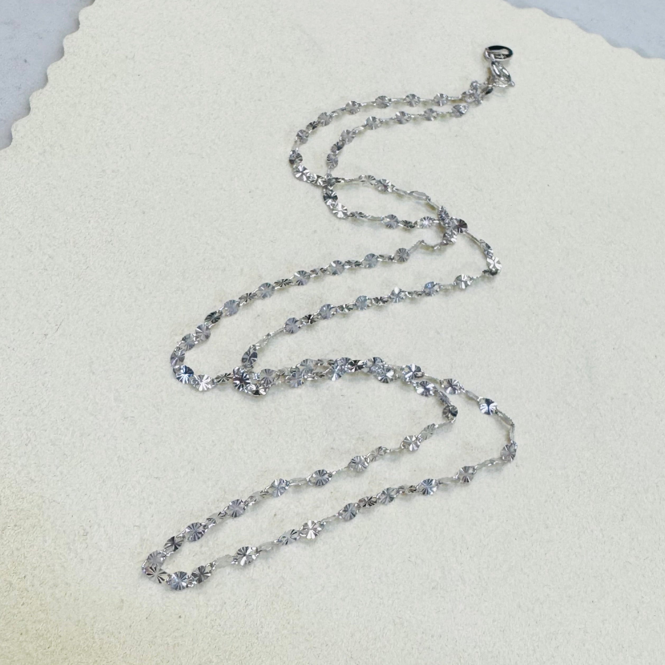 16” 2mm Solid 14K White Gold Diamond Cut Sparkly Chain Necklace