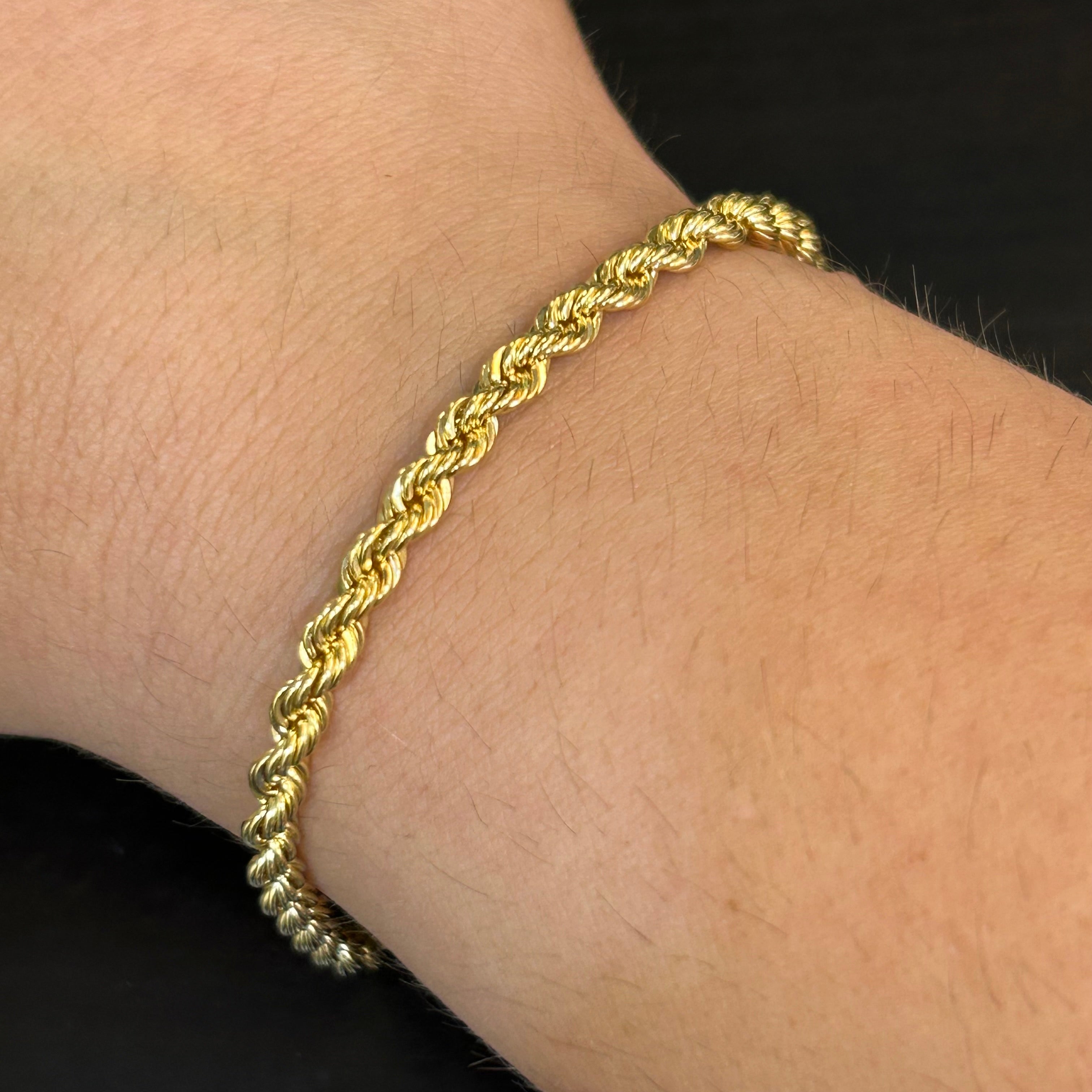 10K Yellow Gold Solid Rope Chain  Bracelet 8.75”