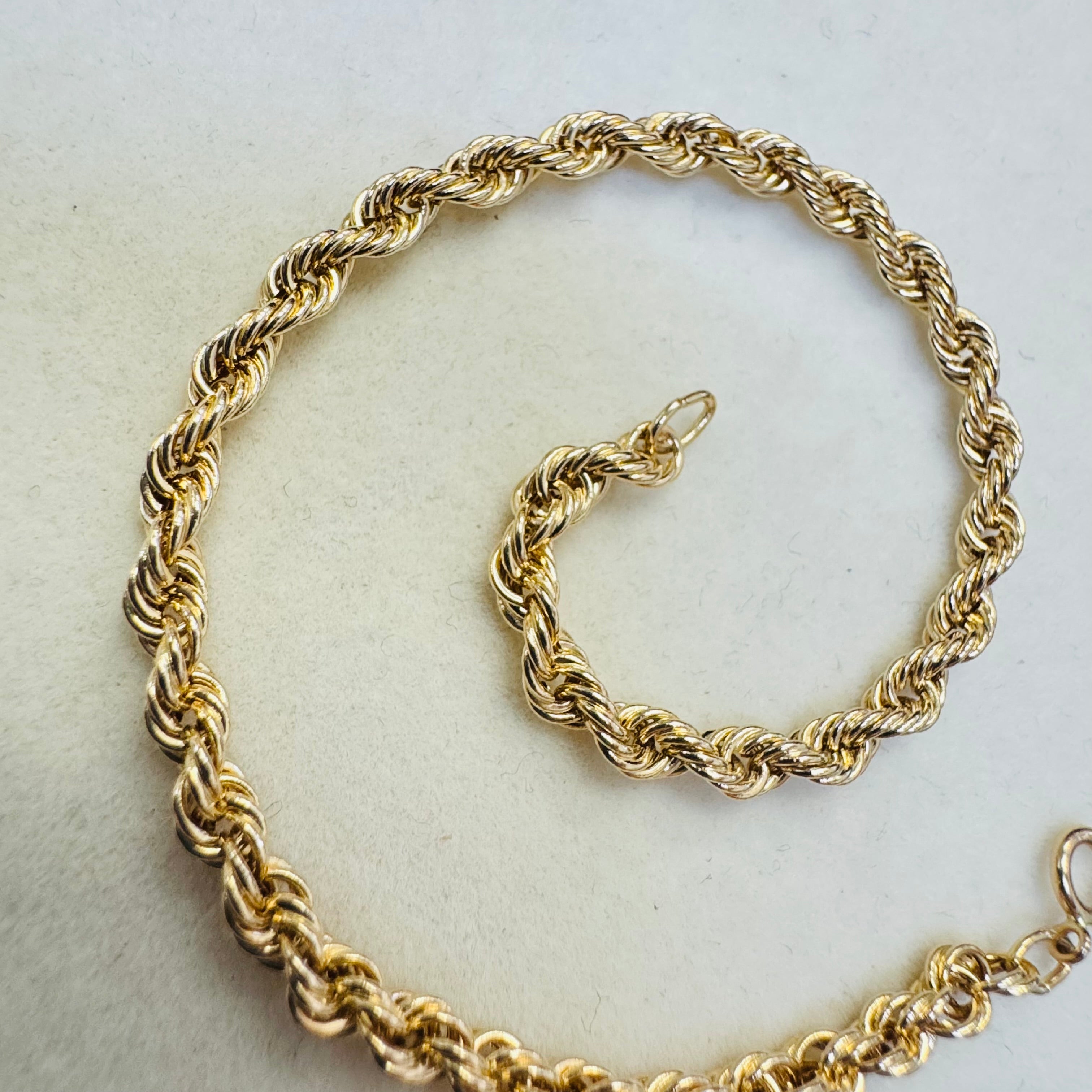 14K Yellow Gold 7.25" 3.5mm Rope Chain Bracelet