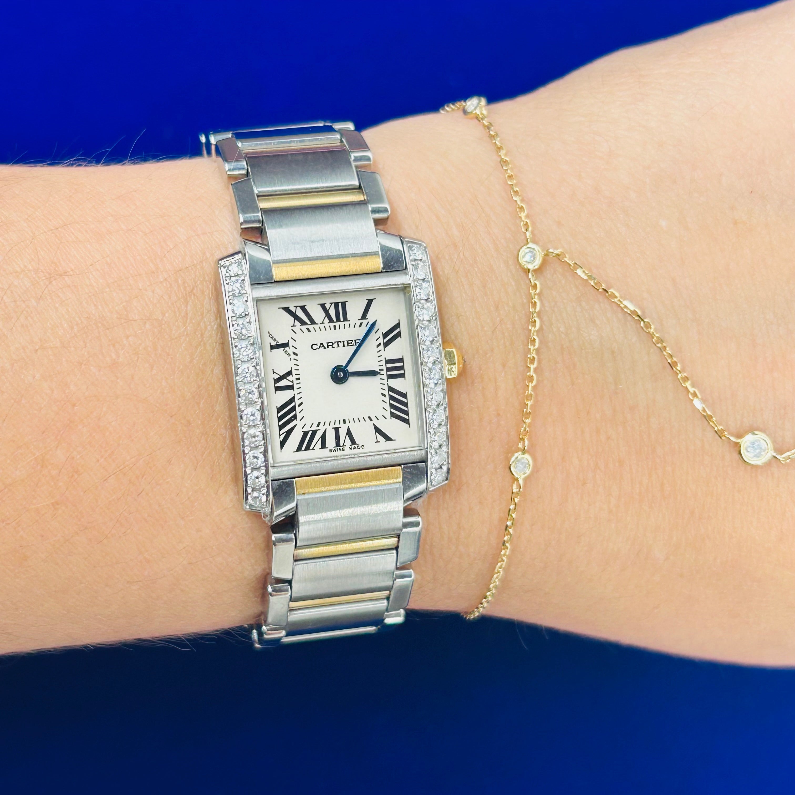 Cartier 18K Yellow Gold & Stainless Steel Tank Francaise Automatic Wrist Watch