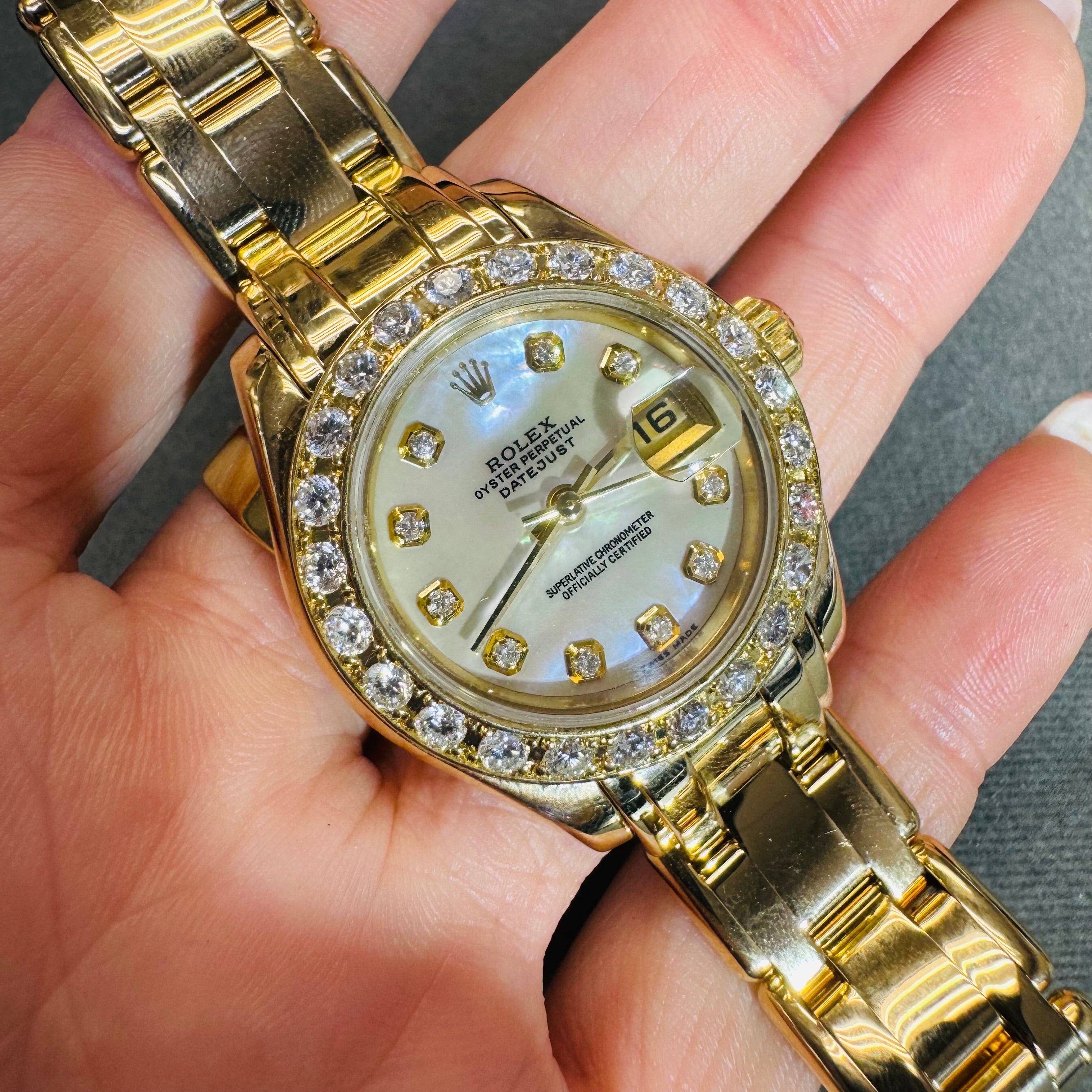 28mm Ladies Rolex Pearl Master Masterpiece Diamond Bezel and Dial Watch 2000