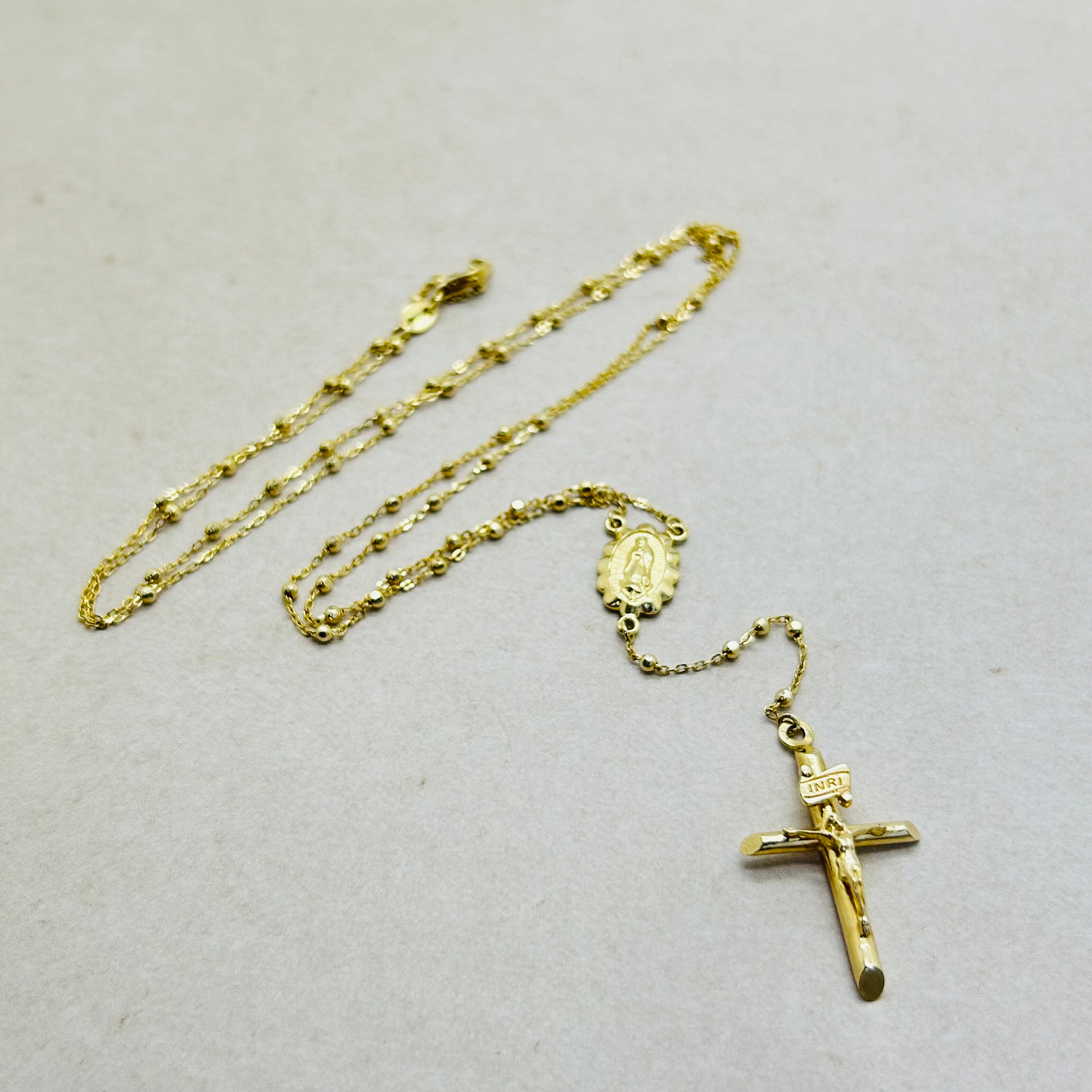 Beautiful 14K Solid Yellow Gold 24”Rosary Necklace