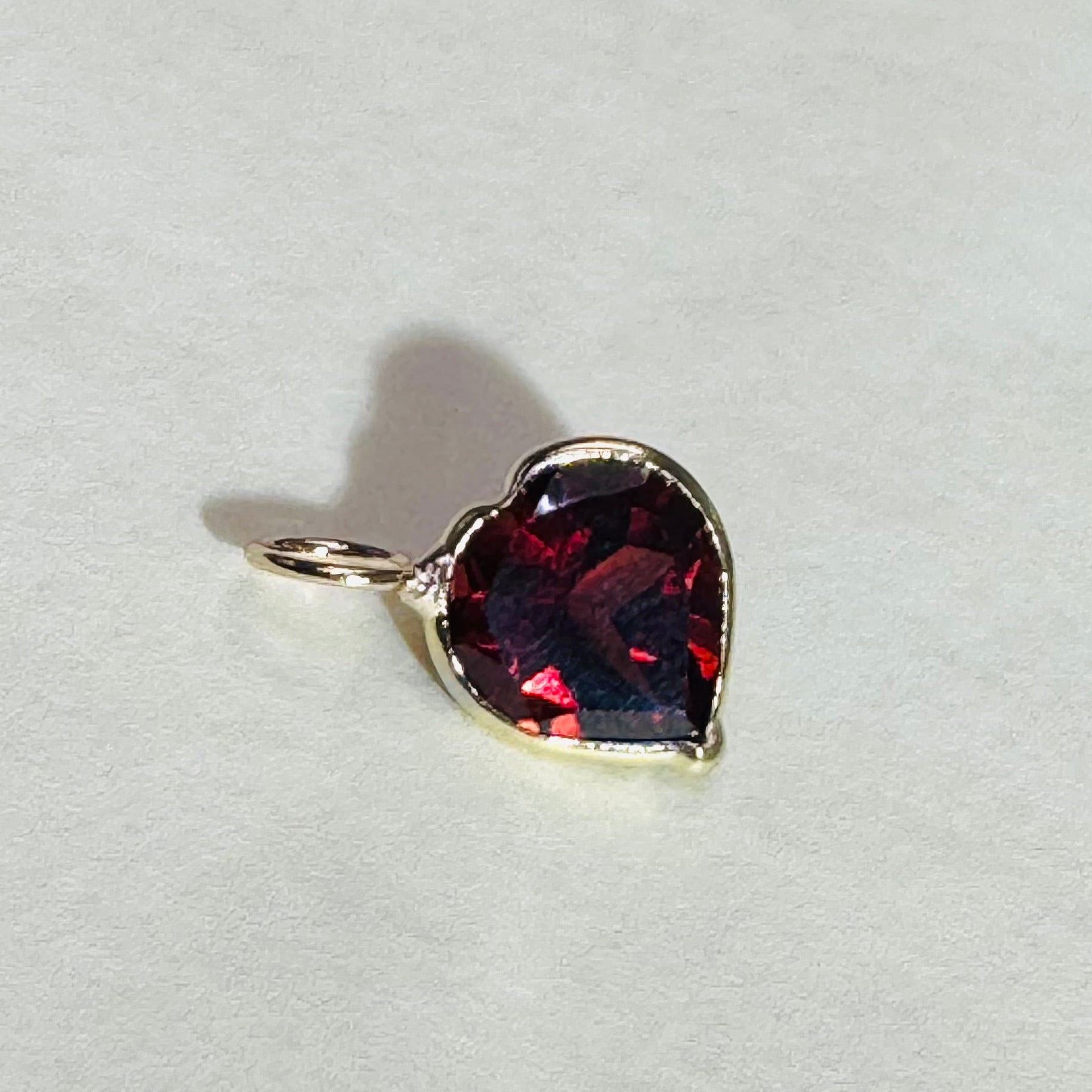 Natural Juicy Garnet Heart 14K Gem Charm Pendant