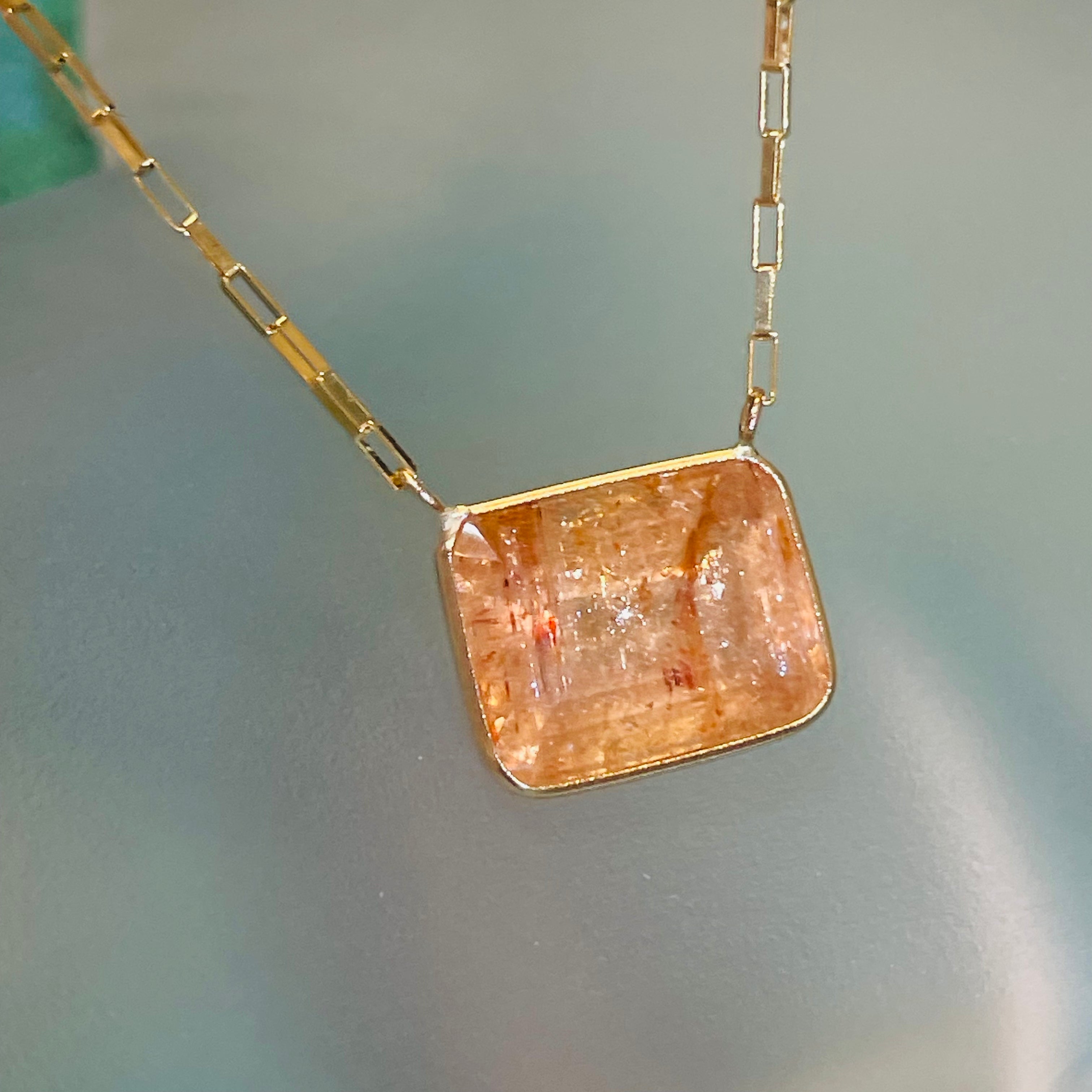 Brilliant 8CT Imperial Topaz 14K Yellow Gold Necklace 16-18”