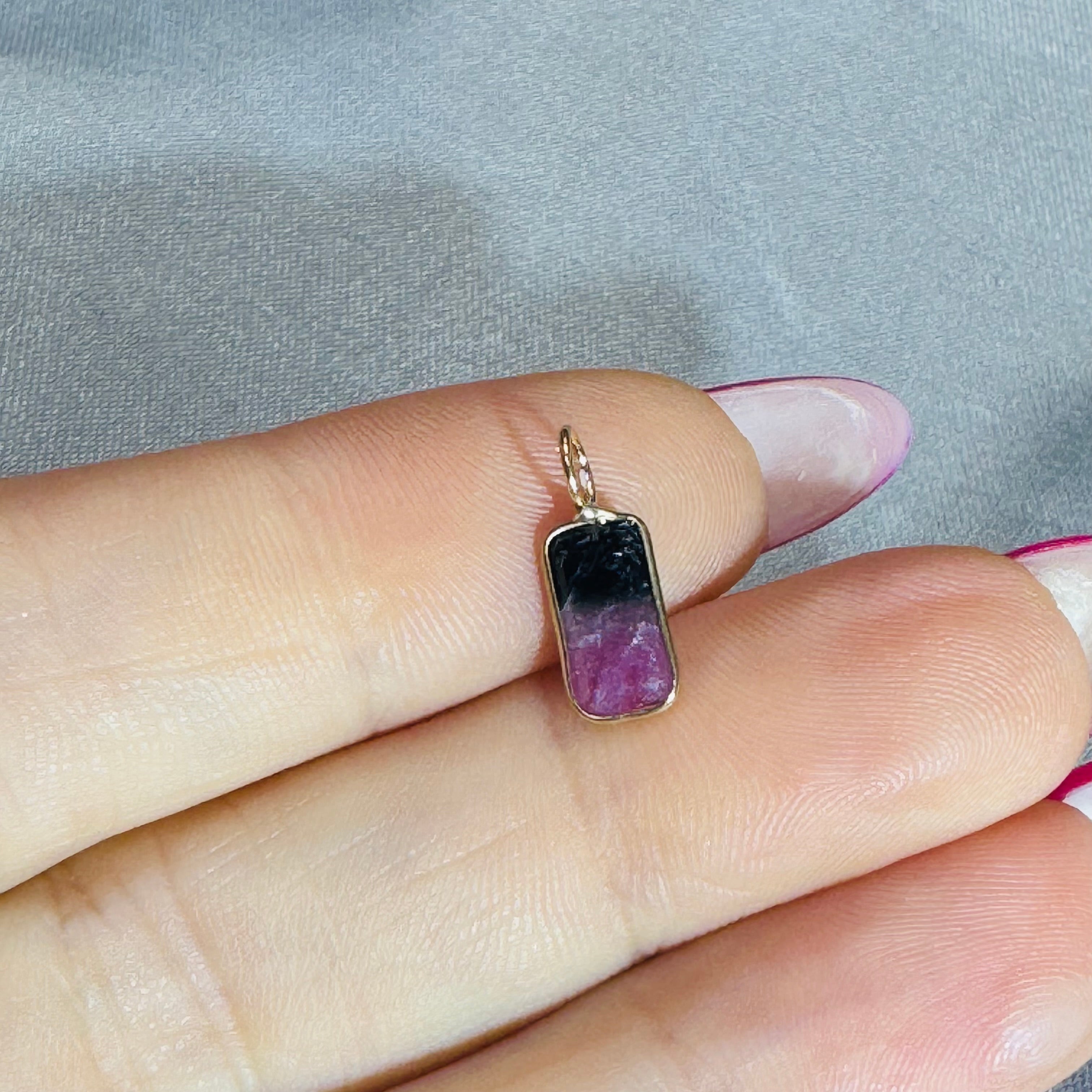Bi Color Tourmaline Pendant 14K Yellow Gold