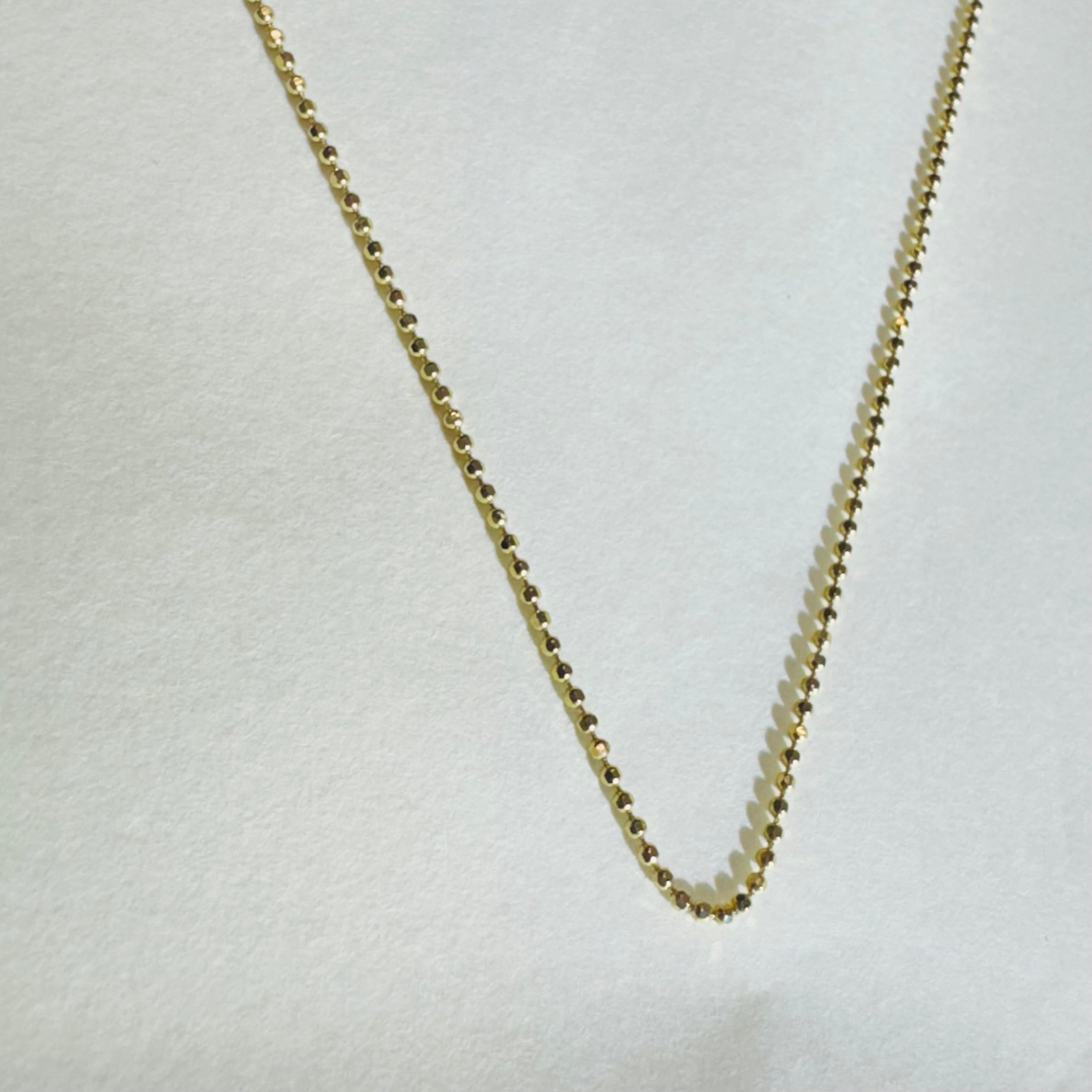 20” 1mm Solid 14K Yellow Gold  Ball Chain Necklace