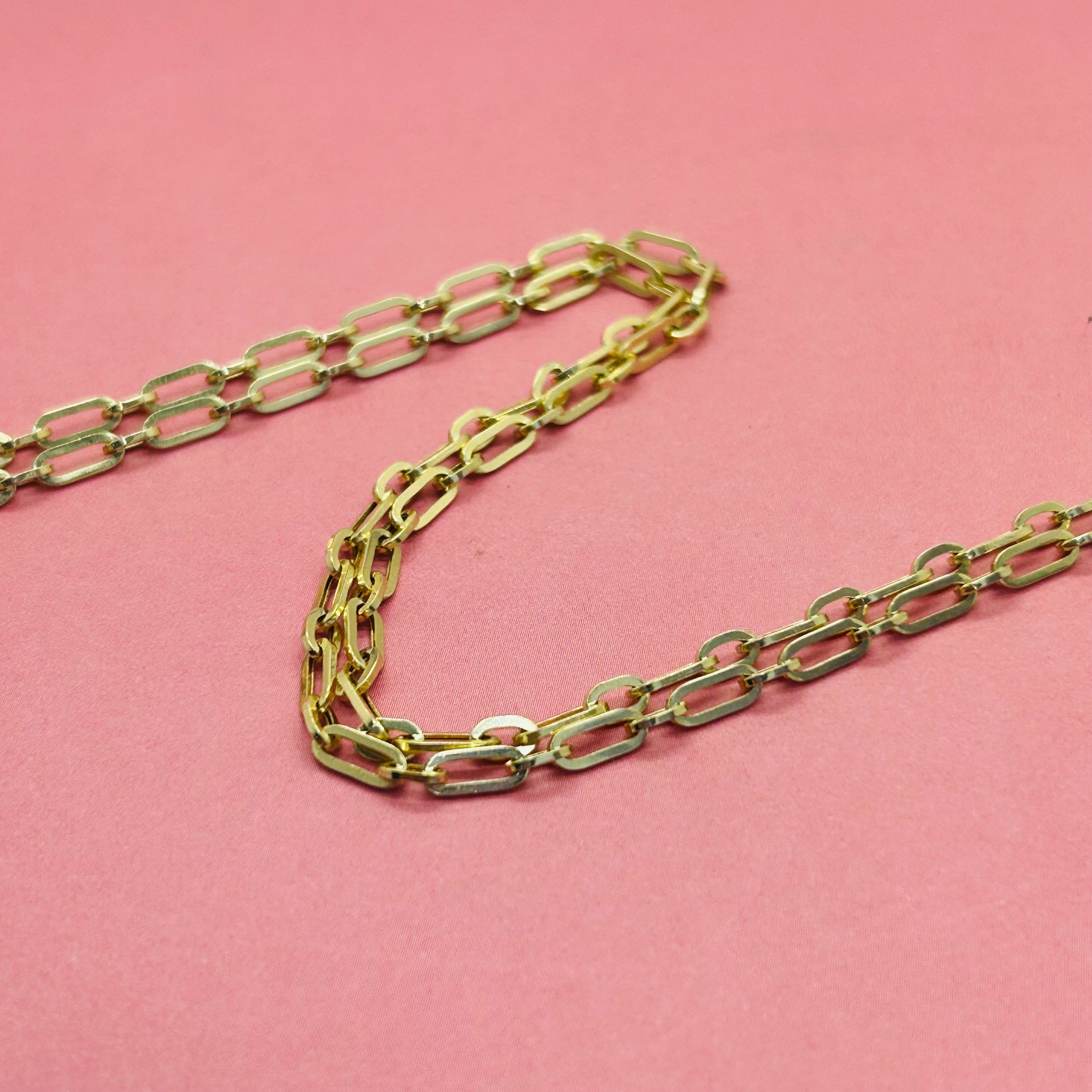 14K Solid Yellow Inter Link Necklace Chain 24”