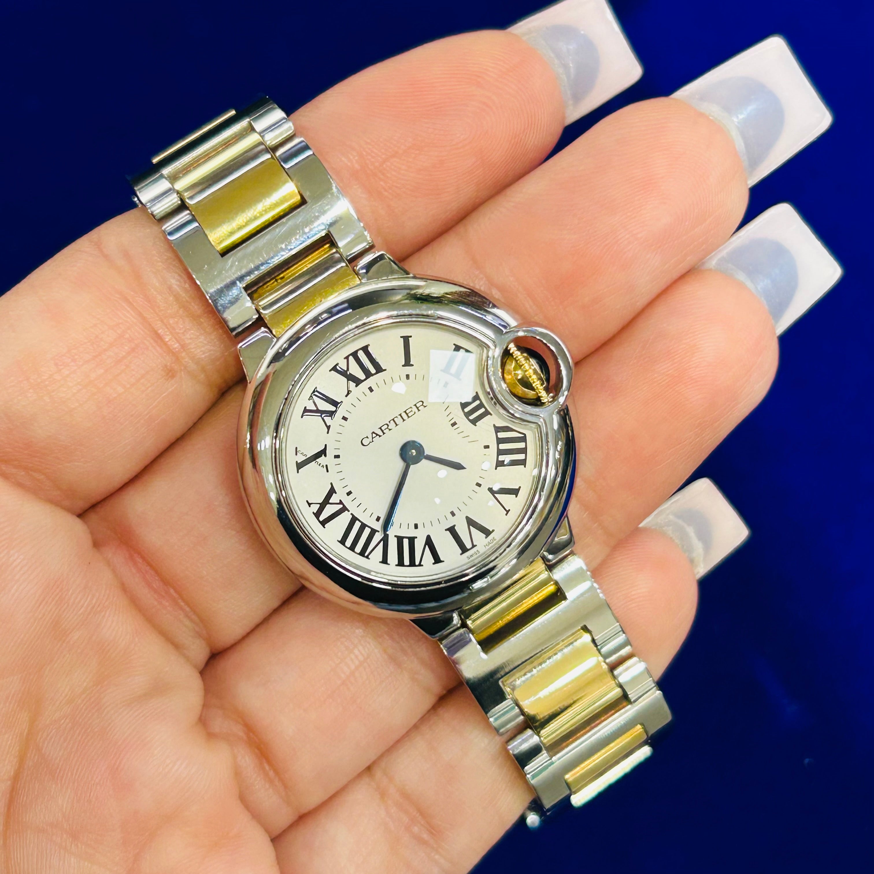 Cartier Ballon Bleu 28MM Stainless Steel And 18K Gold Quartz 6.5"