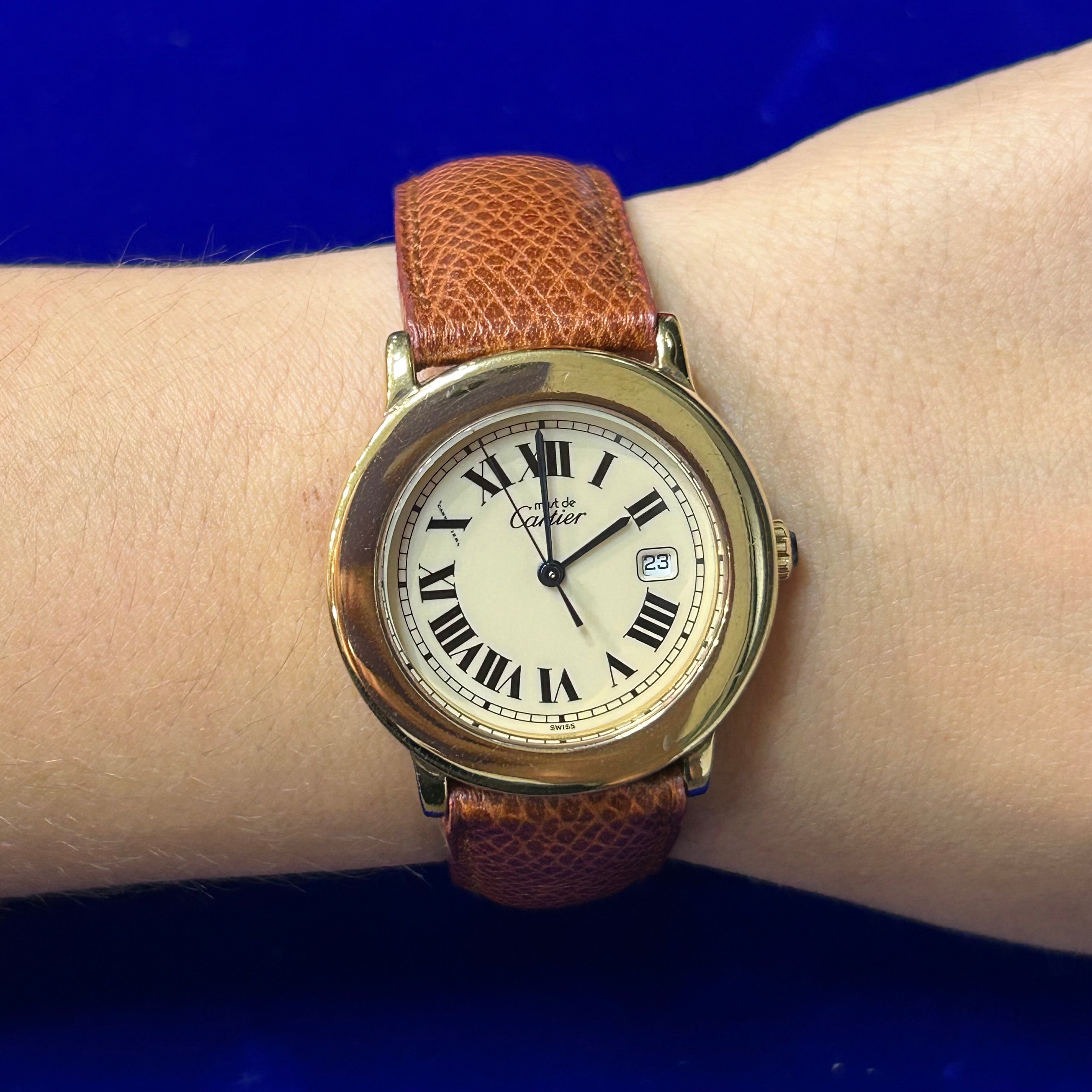 Cartier Must de Cartier 33mm Gold-Plated Quartz Watch 7.5"