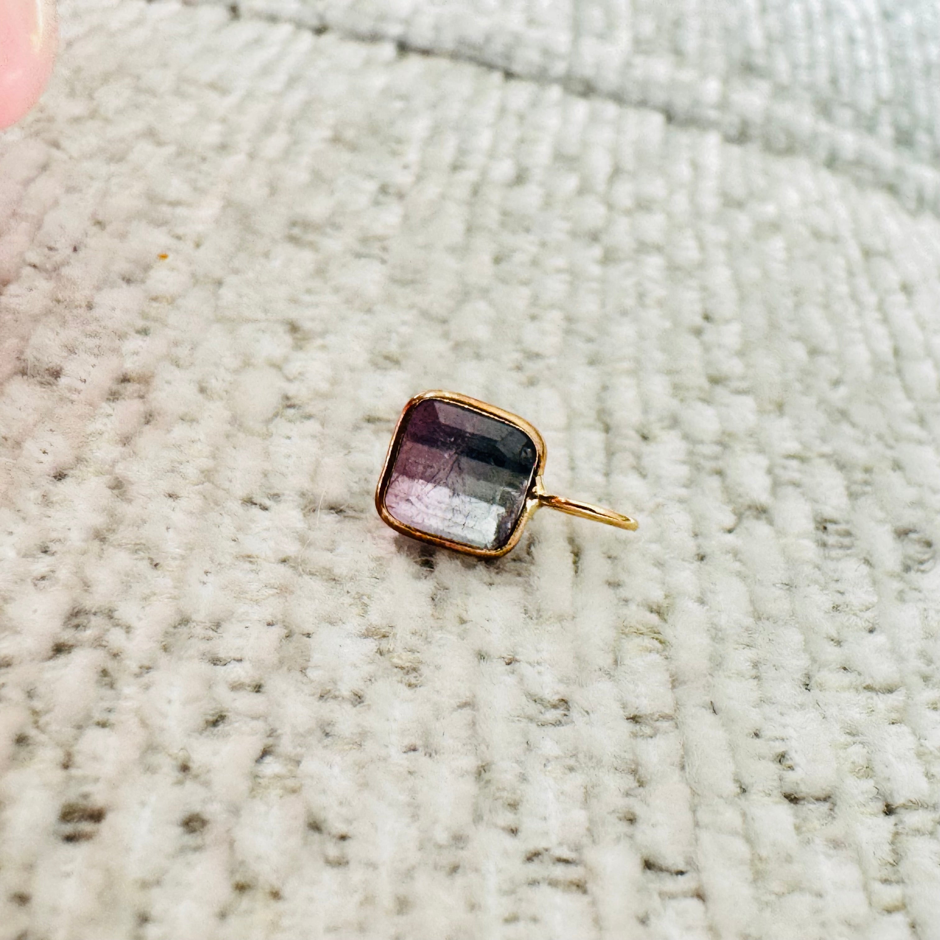 Bi Color Tourmaline 14K Yellow Gold Charm Pendant