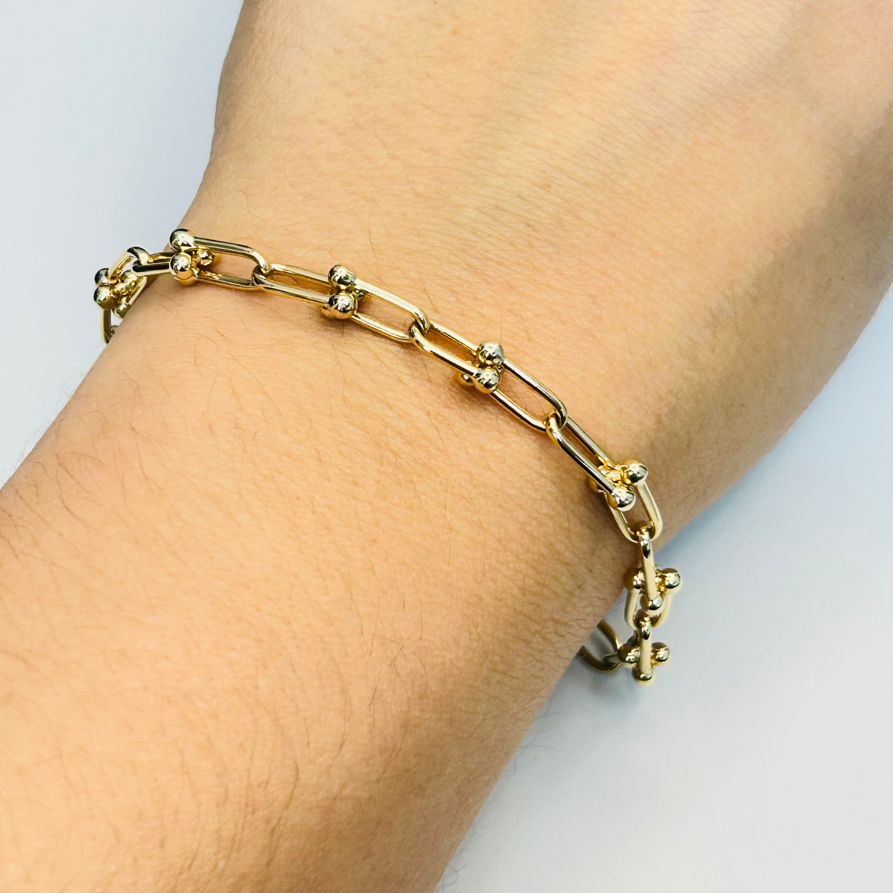 5.4mm 14K Yellow Gold U Link Bracelet 8”