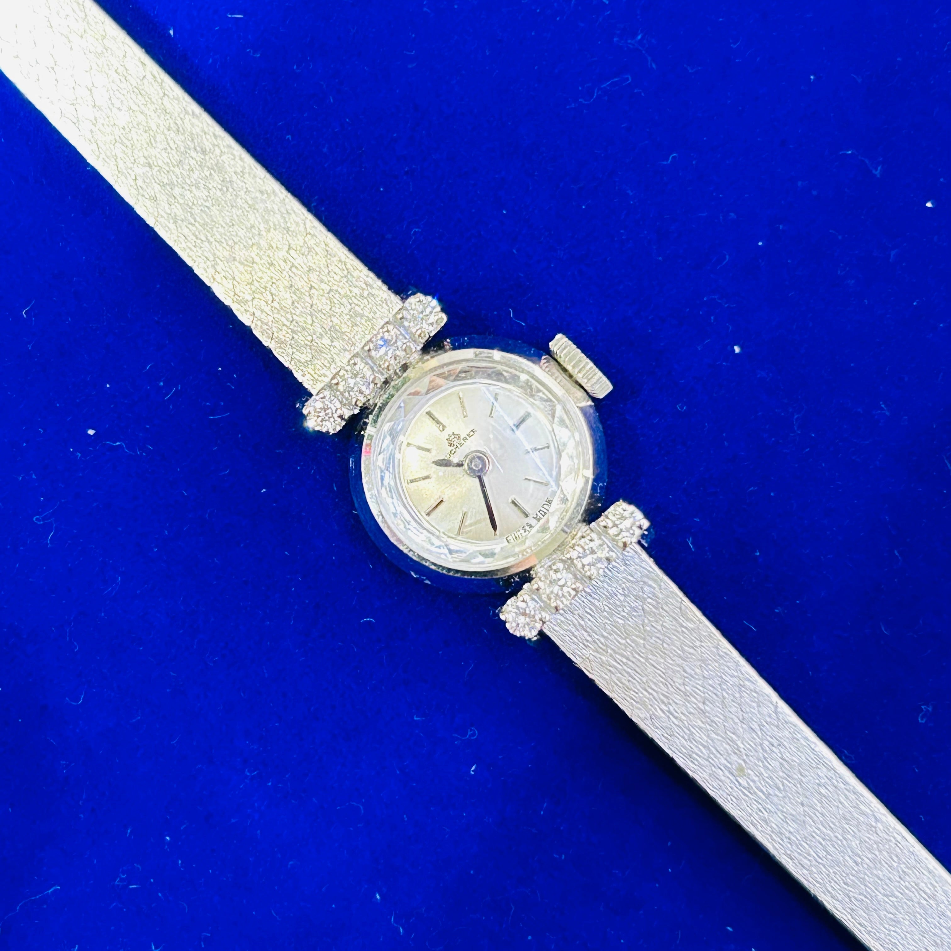 Bucherer Diamond 18K White Gold Vintage Ladies Wristwatch