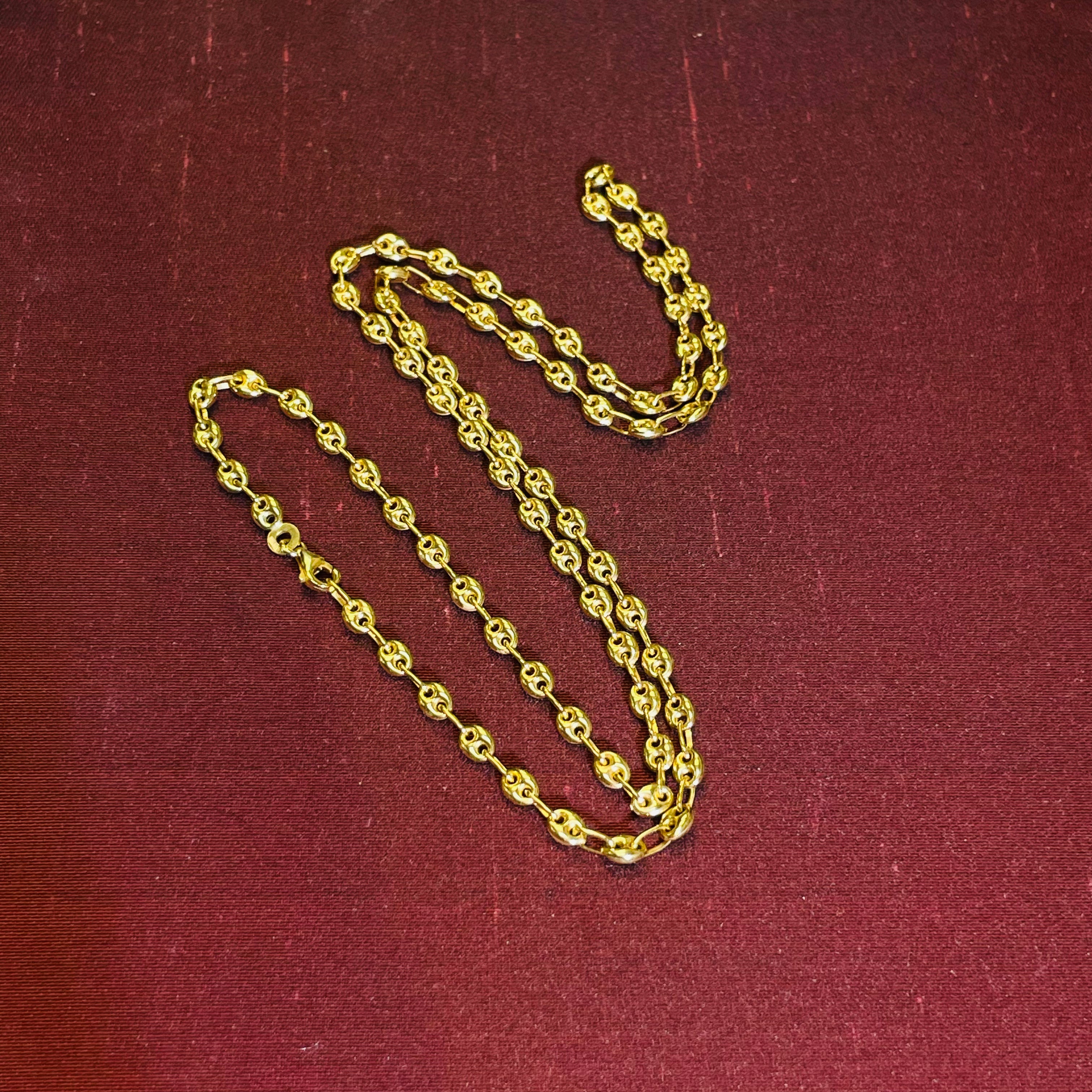 4mm Gucci Link Puff Link 14K Yellow Gold Necklace Chain