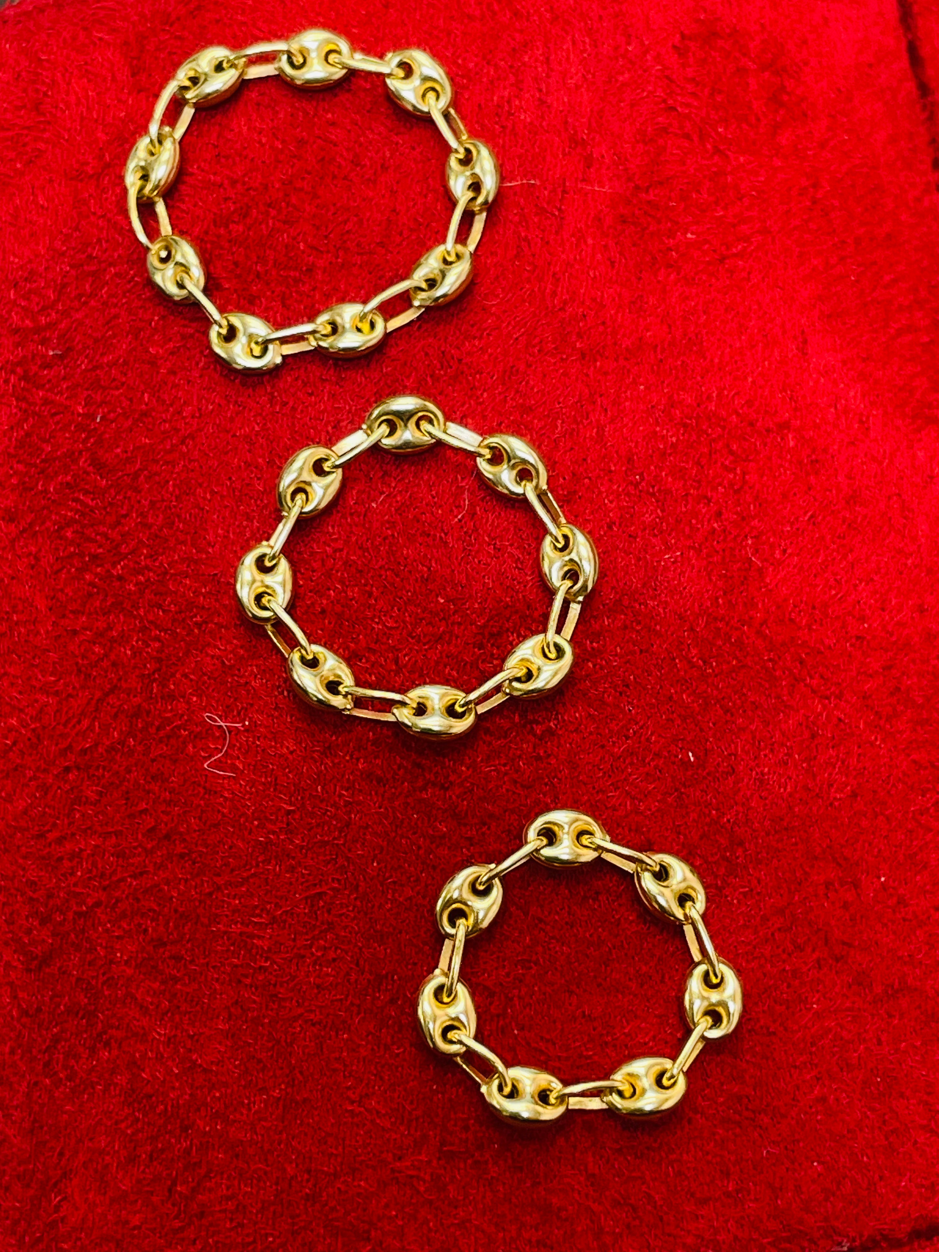 14K Yellow Gold Puffed  Link 4mm Chain Ring