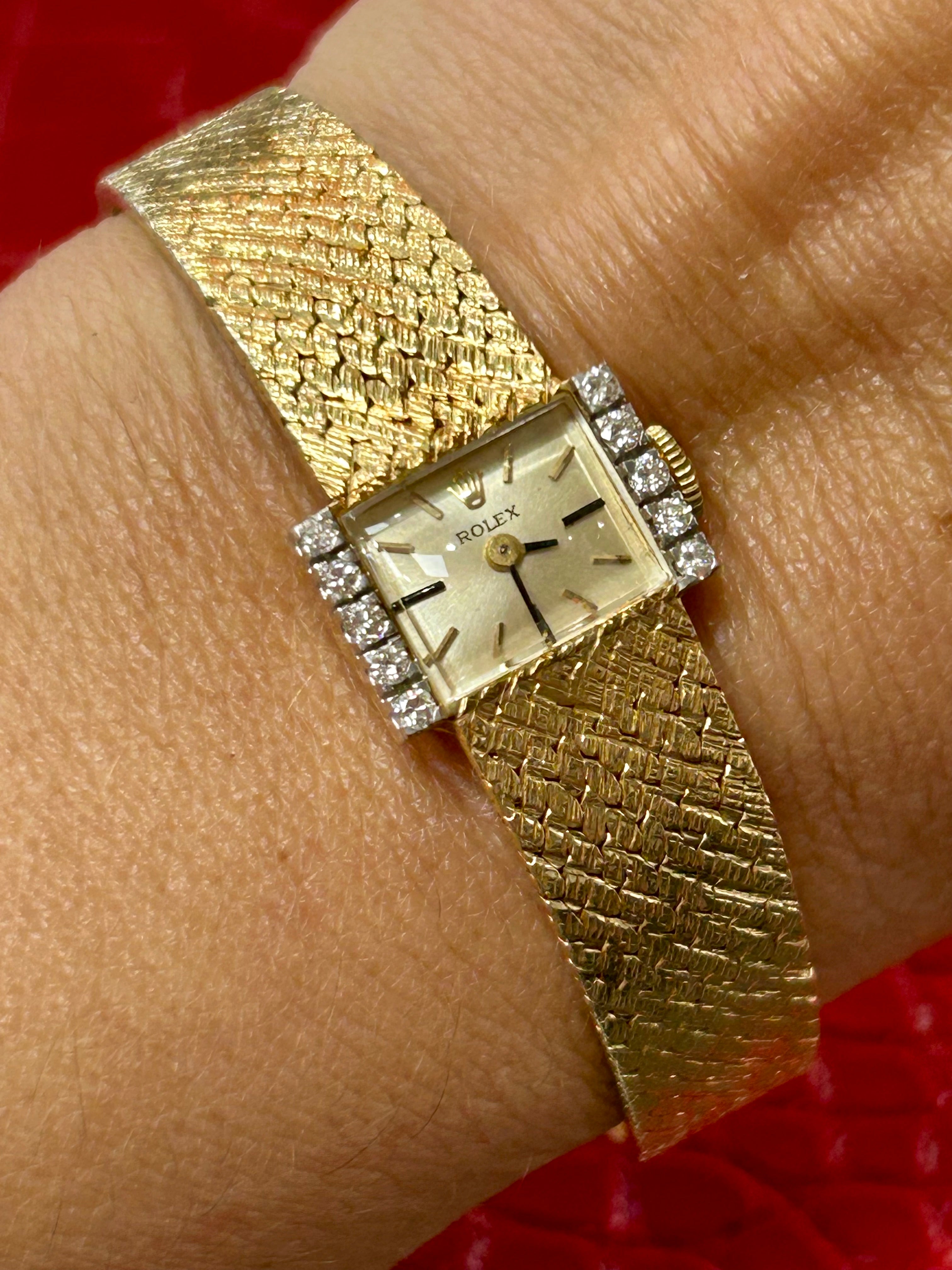 Vintage Rolex Cocktail Watch | 15.6mm | Champagne Index dial | Diamond Bezel
