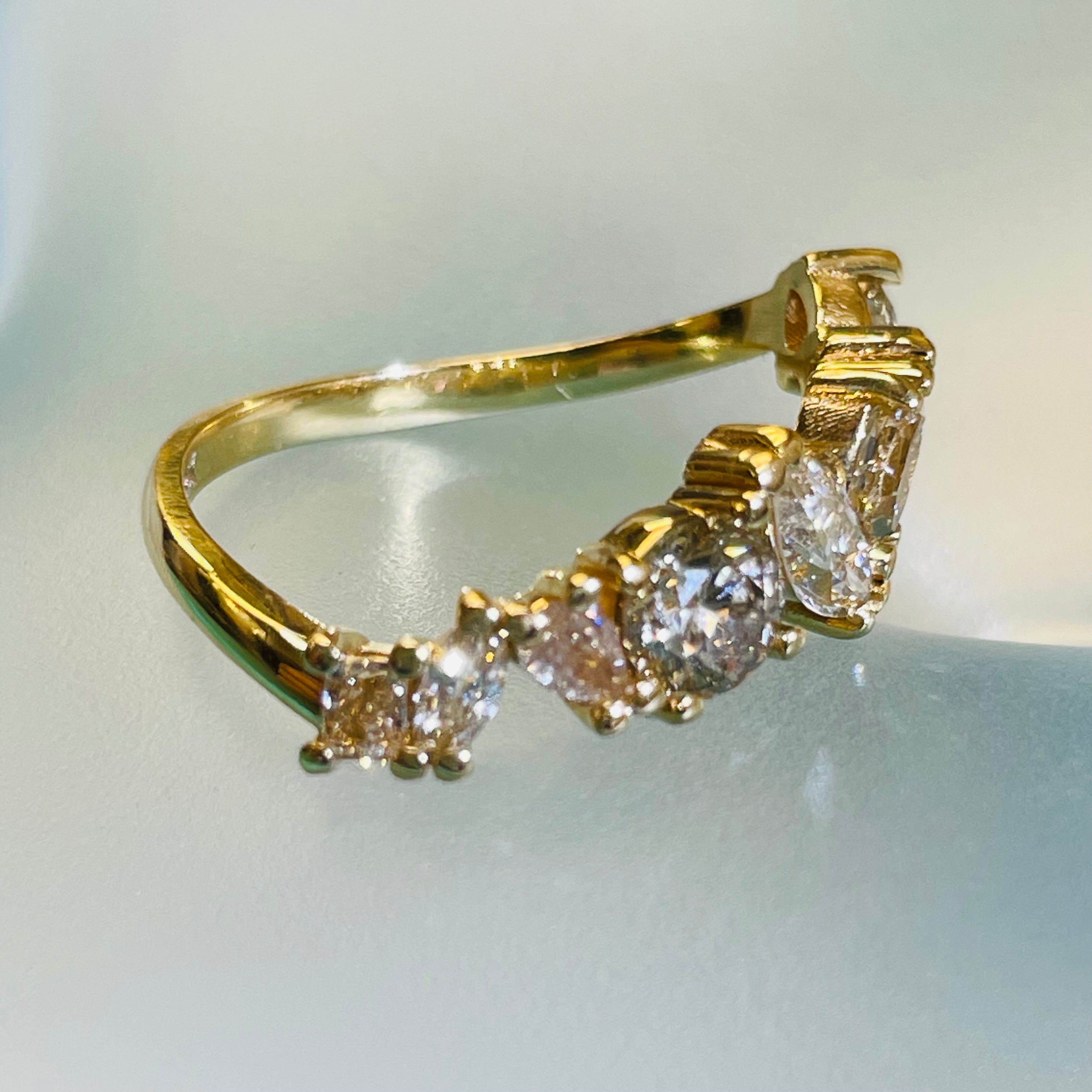 18K Yellow Gold Radiant 1.67CT Champagne Diamond Explosion Multi Shape Scatter Ring