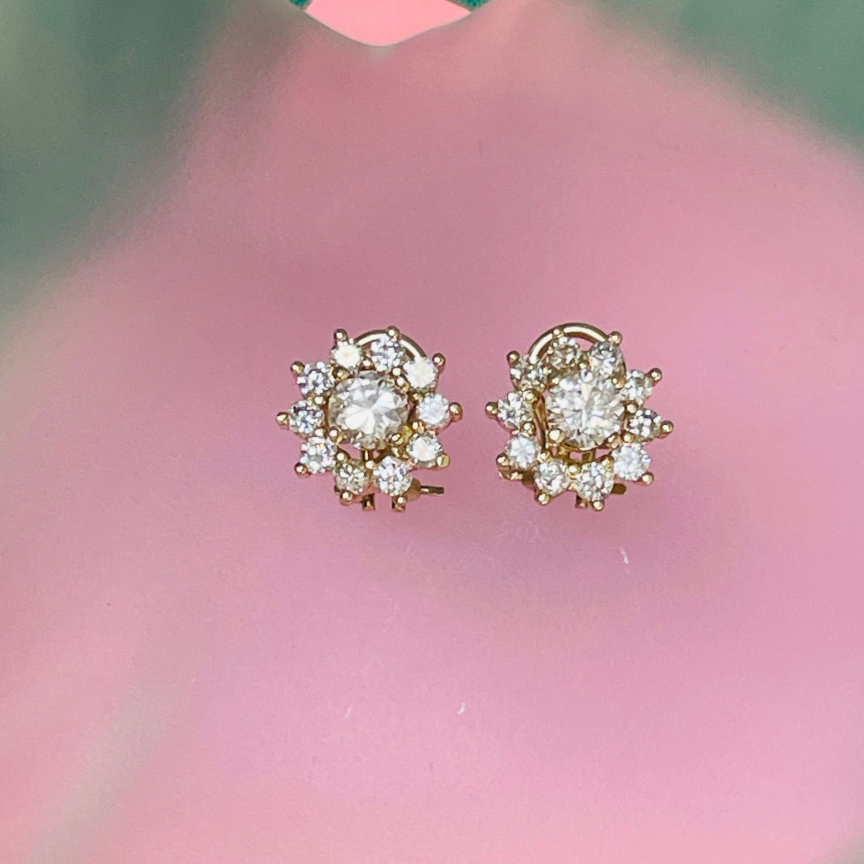 2.20CTW Natural Diamond Flower Cluster Earrings