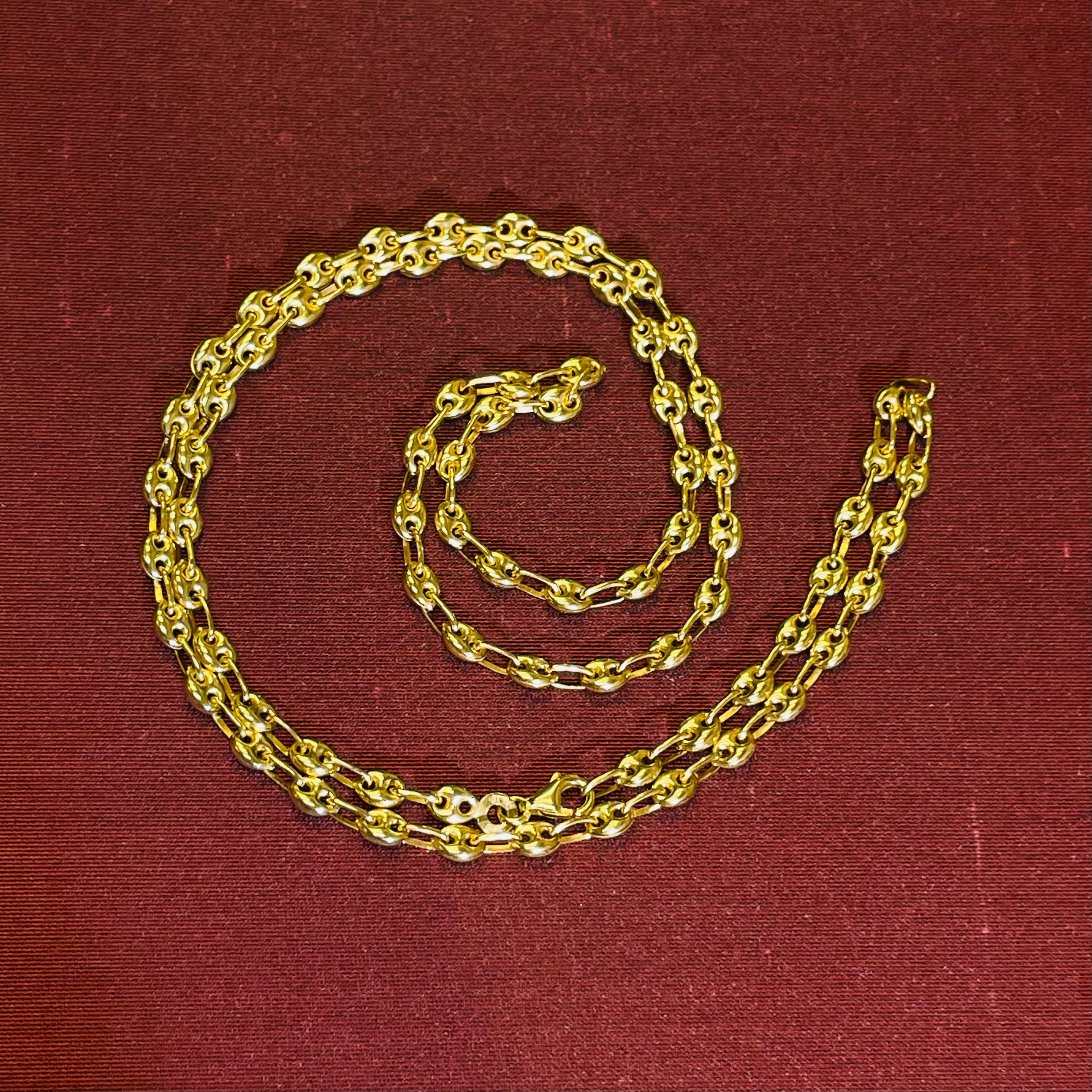4mm Gucci Link Puff Link 14K Yellow Gold Necklace Chain