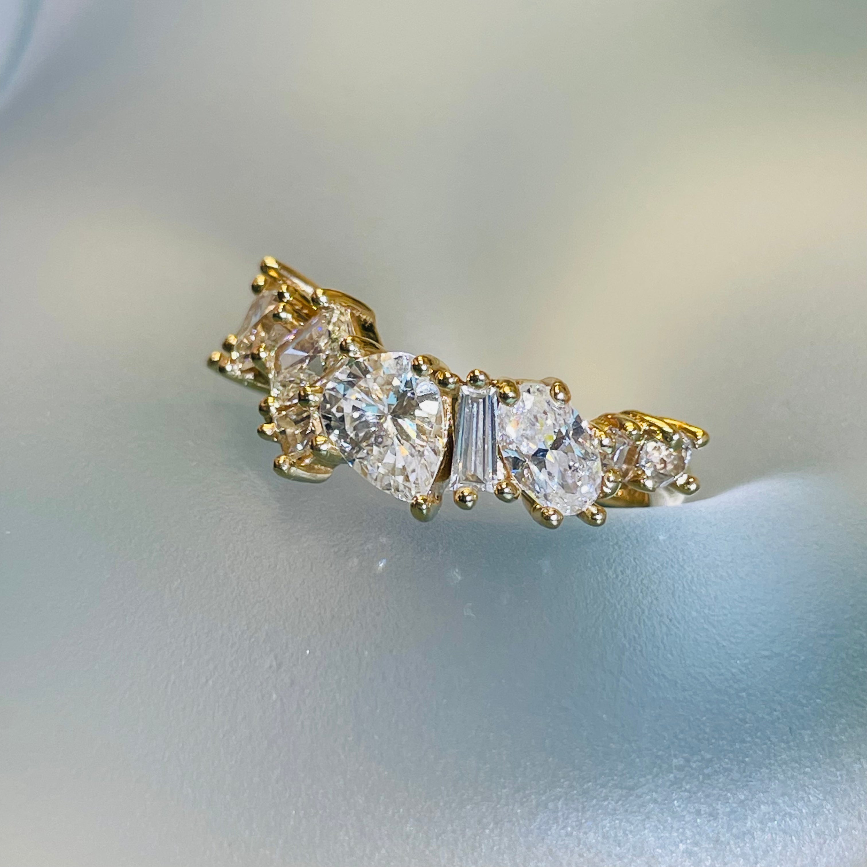 18K Yellow Gold Radiant 2.8CT Diamond Explosion Multi Shape Scatter Ring