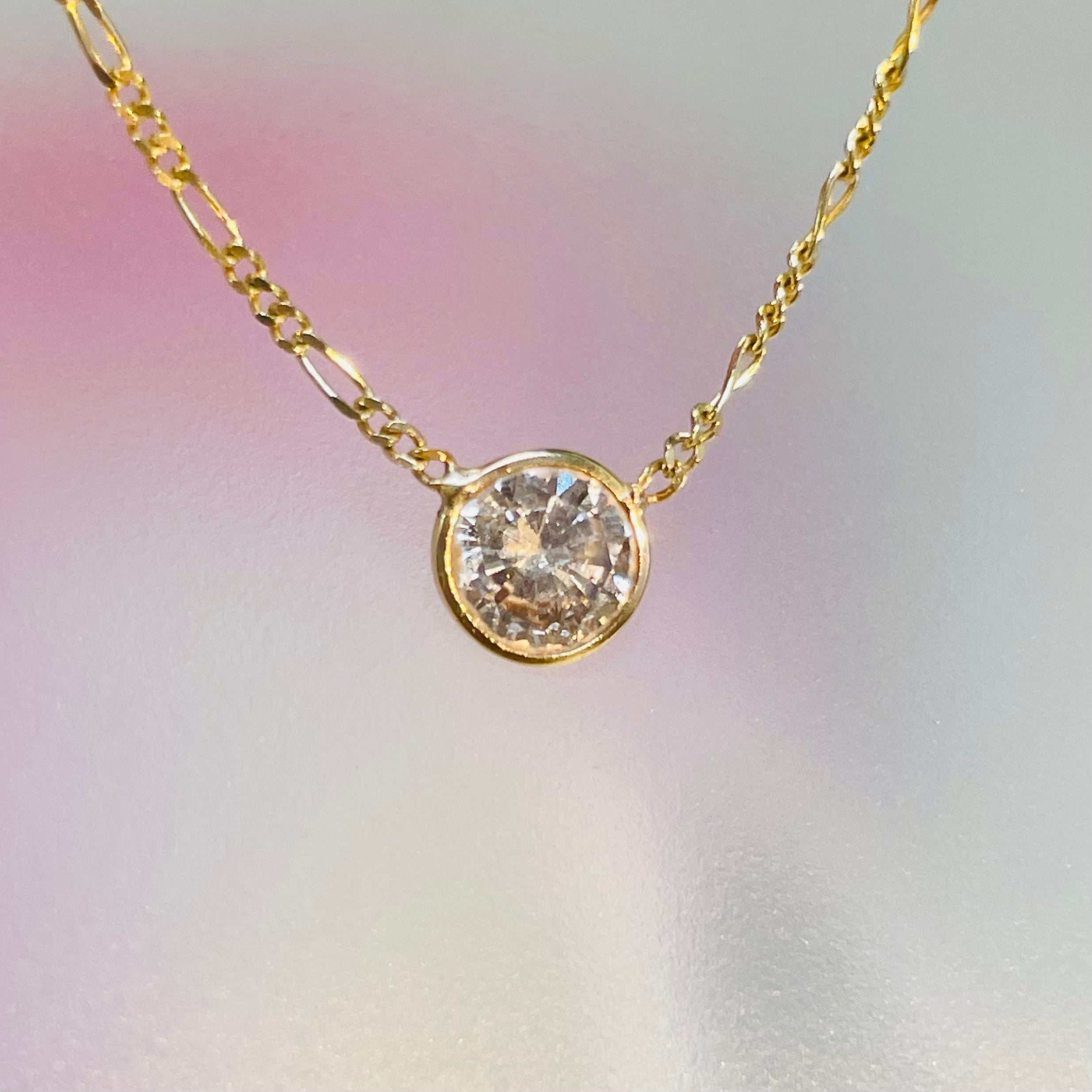 .80CT Round Diamond Solitaire 18.5” 14K Yellow Gold Solitaire Necklace