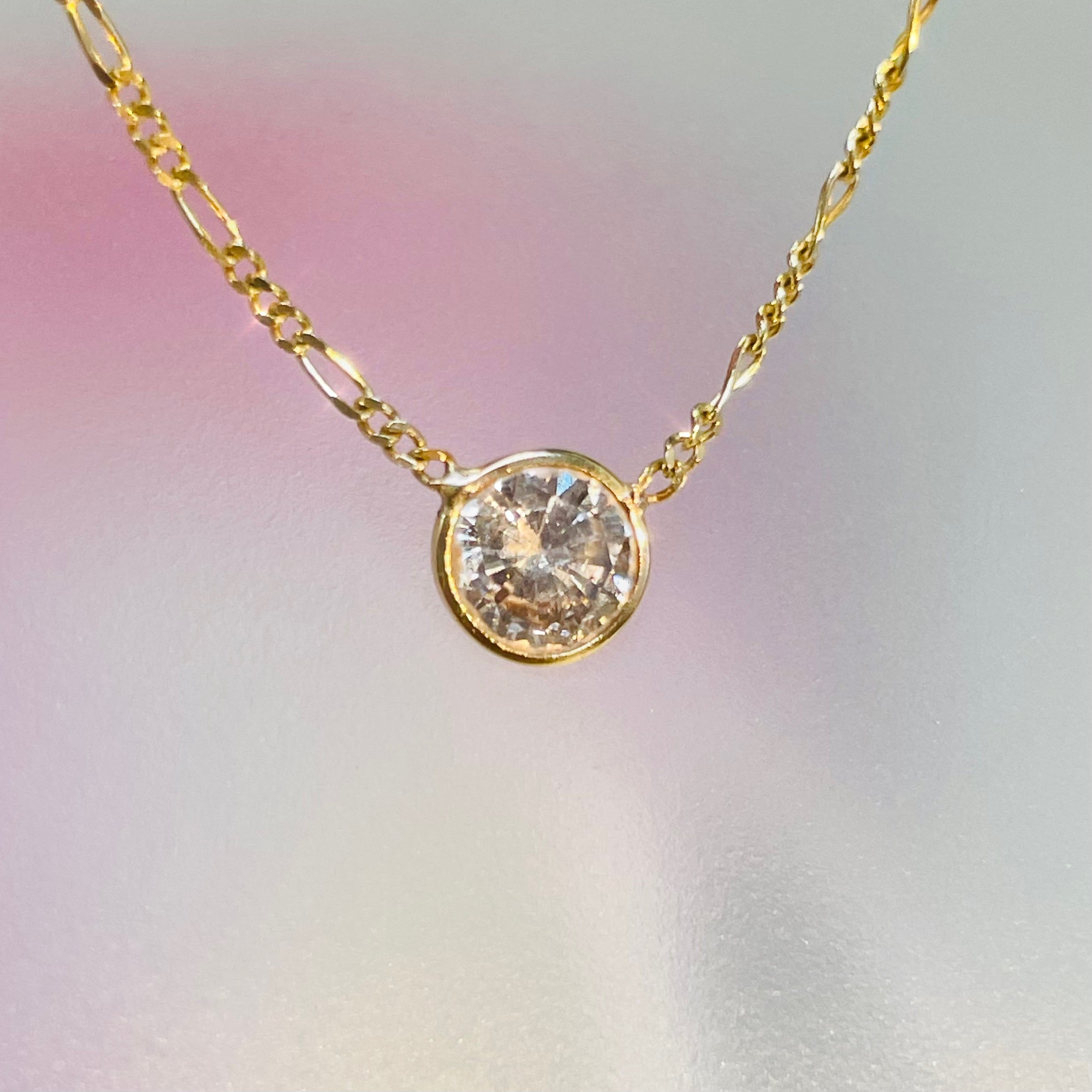 .80CT Round Diamond Solitaire 18.5” 14K Yellow Gold Solitaire Necklace