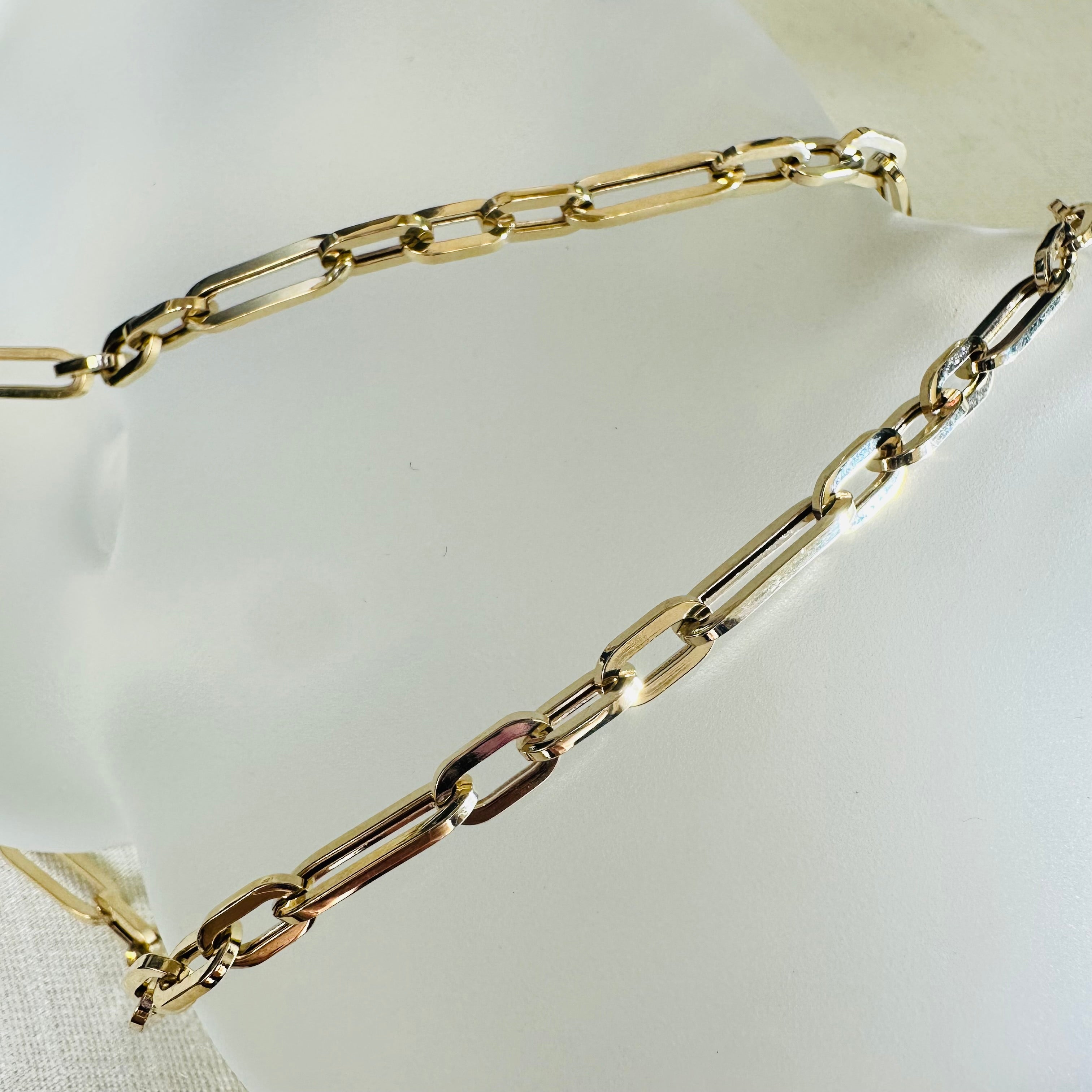 14K 3.99mm Yellow Gold Paper Clip Mix Chain 20"