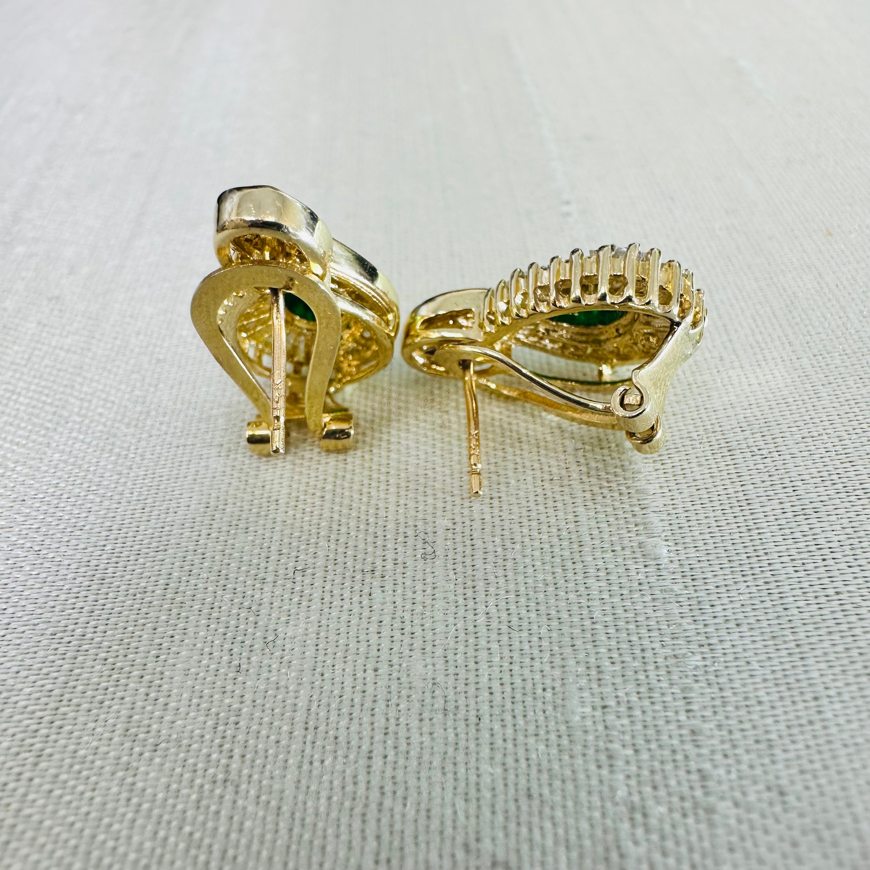 14K Emerald Diamond Earrings