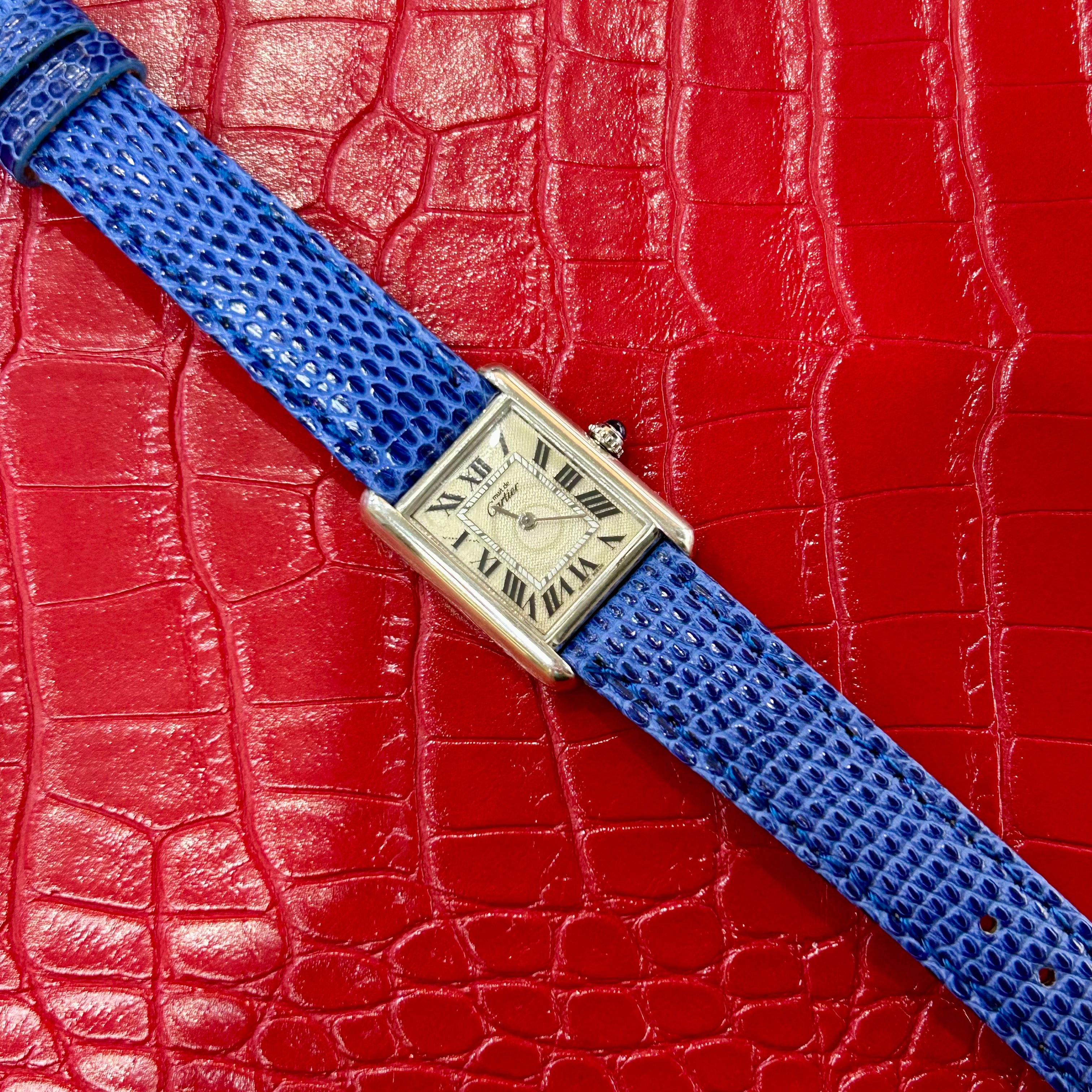 Vintage Cartier Must De | Ref 2416 | 22mm | Silver| Blue Leather Strap