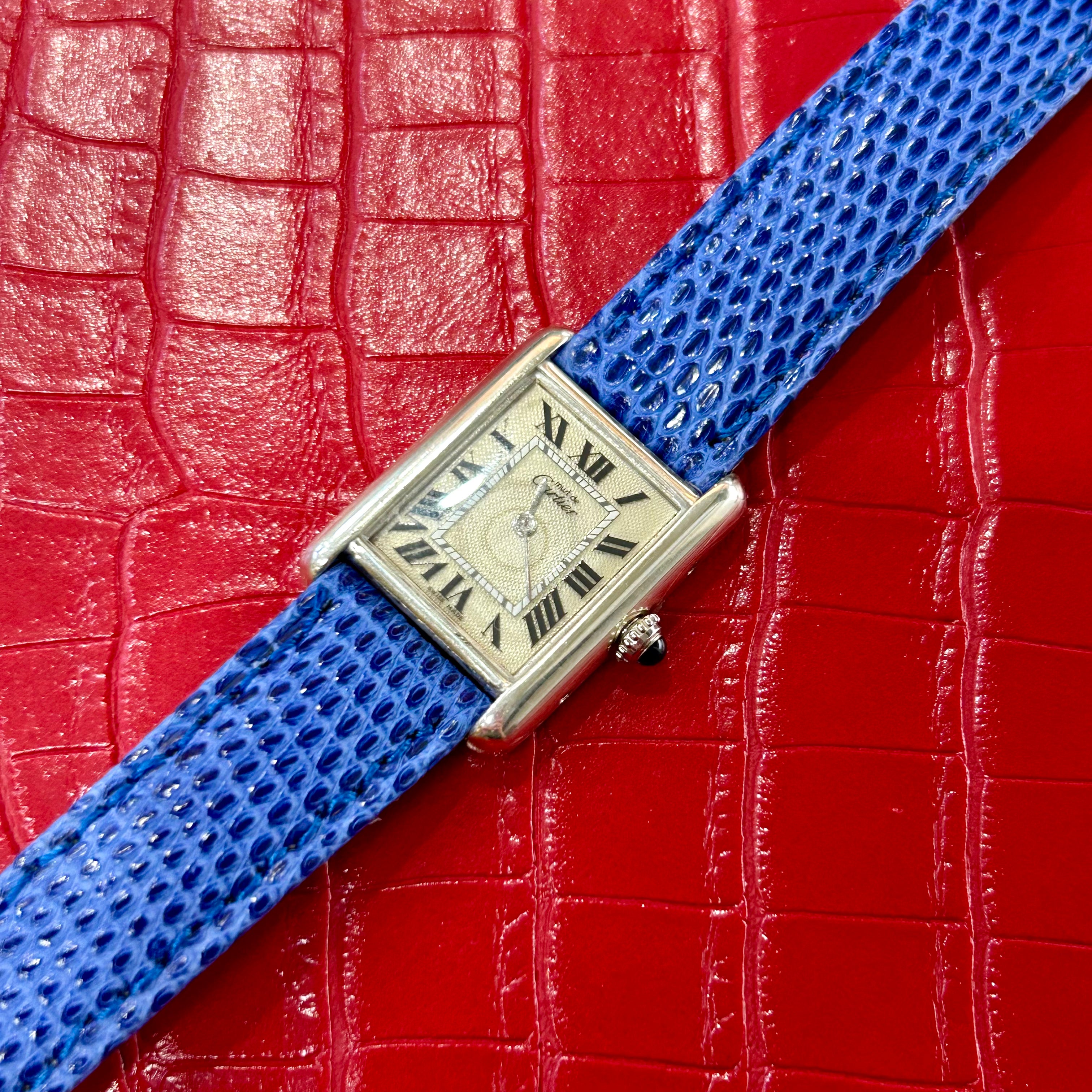 Vintage Cartier Must De | Ref 2416 | 22mm | Silver| Blue Leather Strap