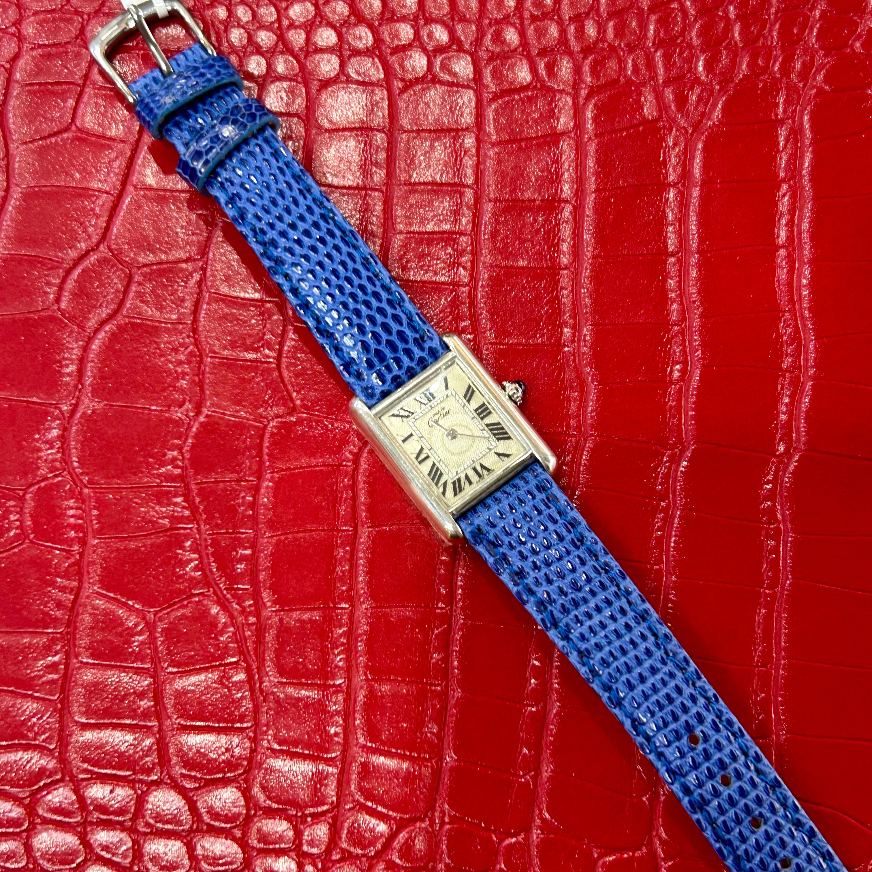 Vintage Cartier Must De | Ref 2416 | 22mm | Silver| Blue Leather Strap