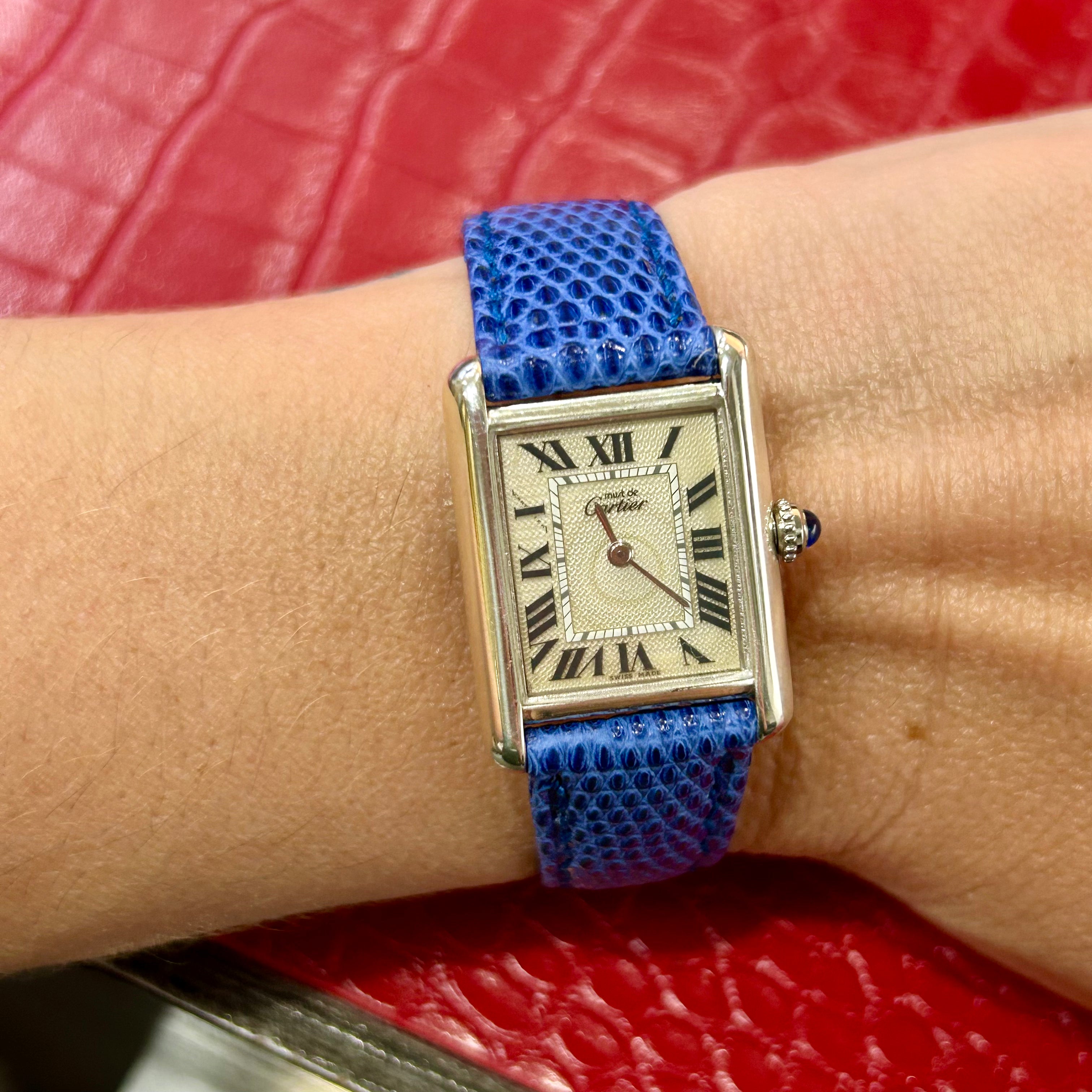 Vintage Cartier Must De | Ref 2416 | 22mm | Silver| Blue Leather Strap