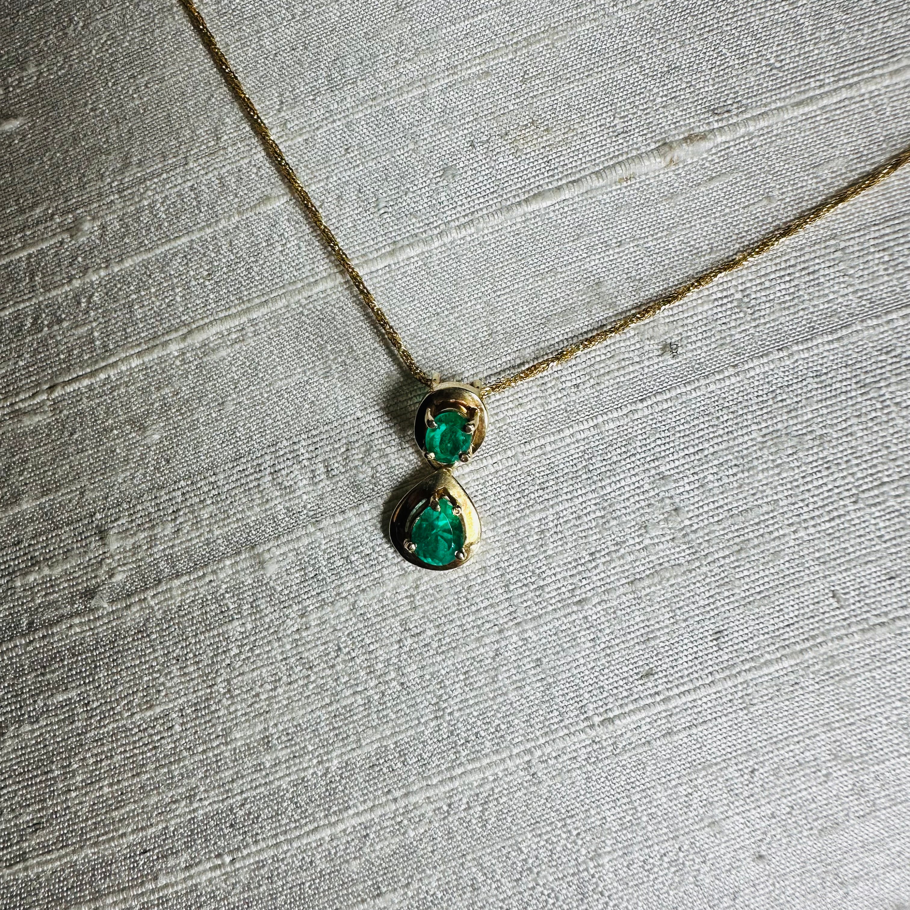 18K Yellow Gold Emerald Charm