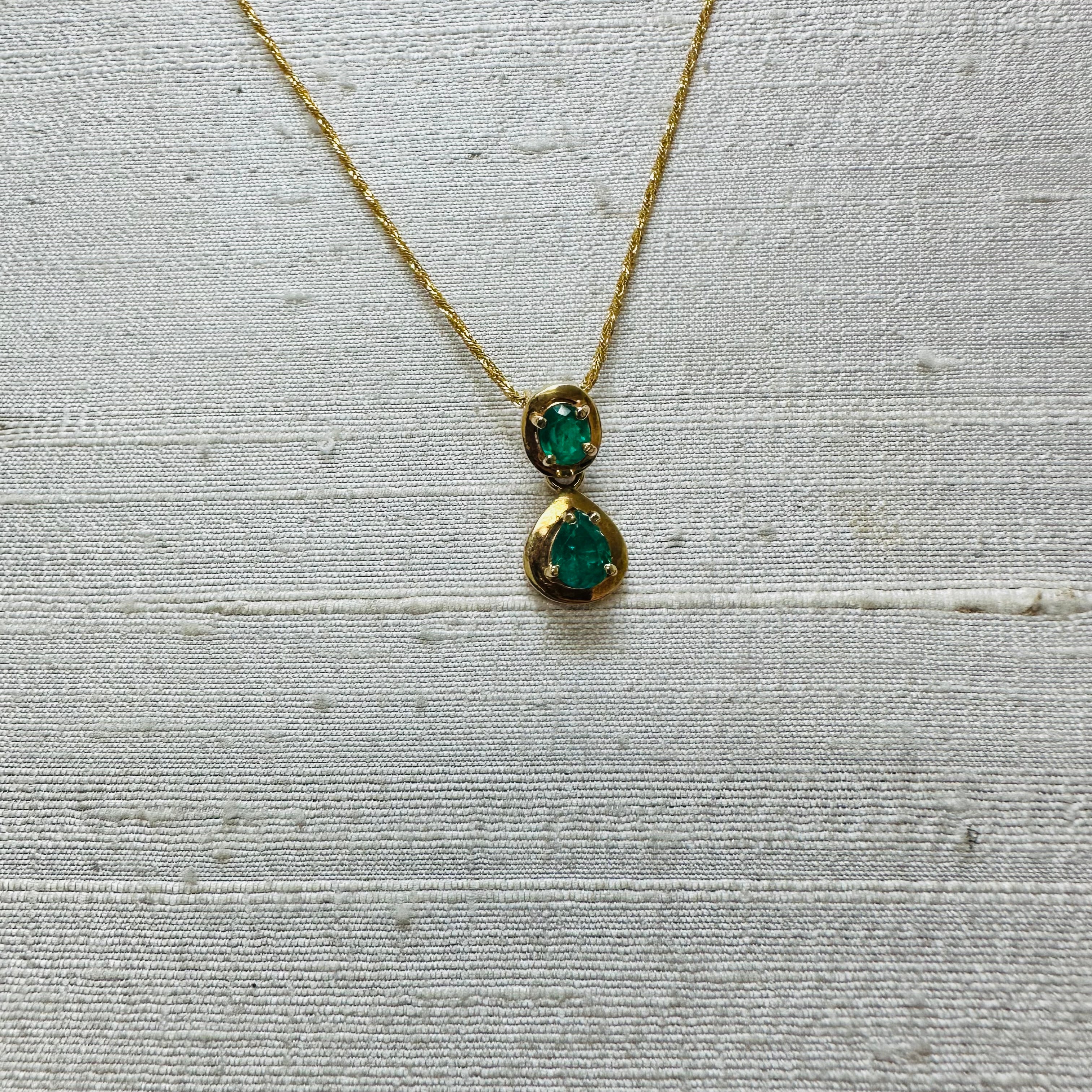 18K Yellow Gold Emerald Charm