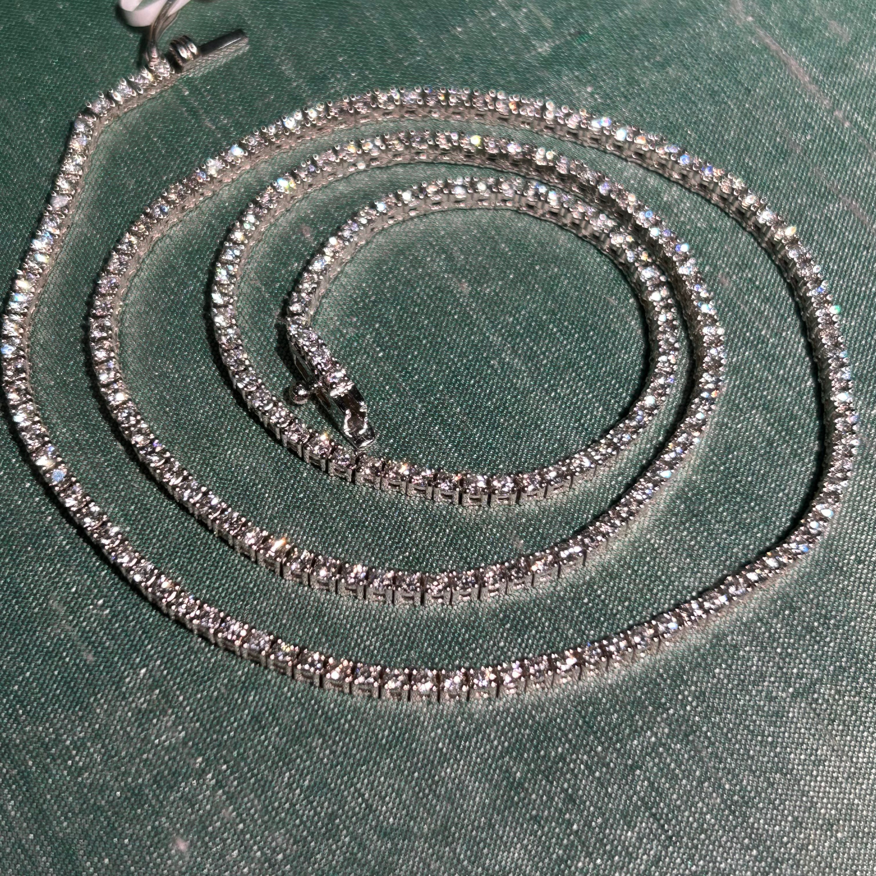 14K White gold Natural Diamond Tennis Necklace 5.5CTW 18”
