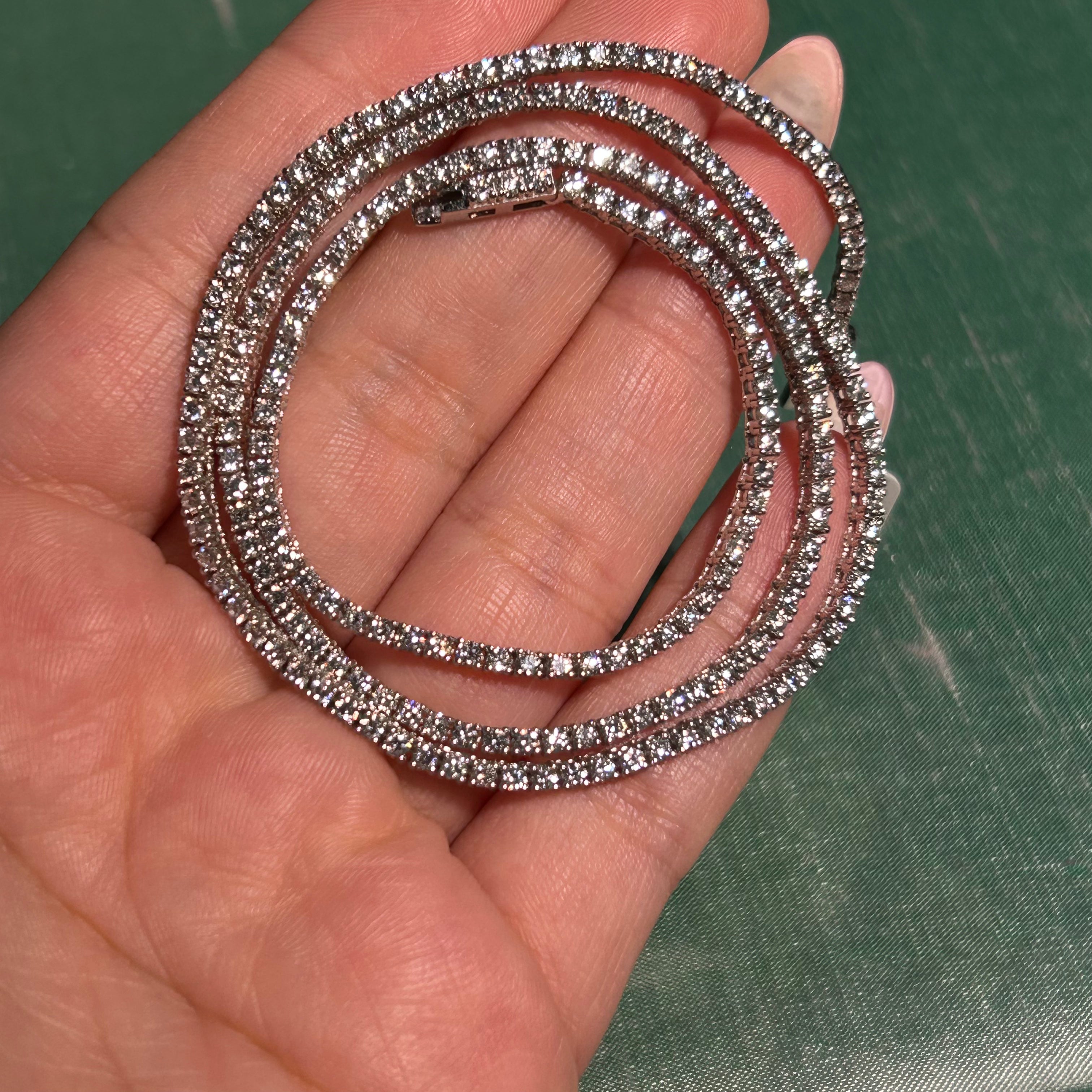 14K White gold Natural Diamond Tennis Necklace 5.5CTW 18”