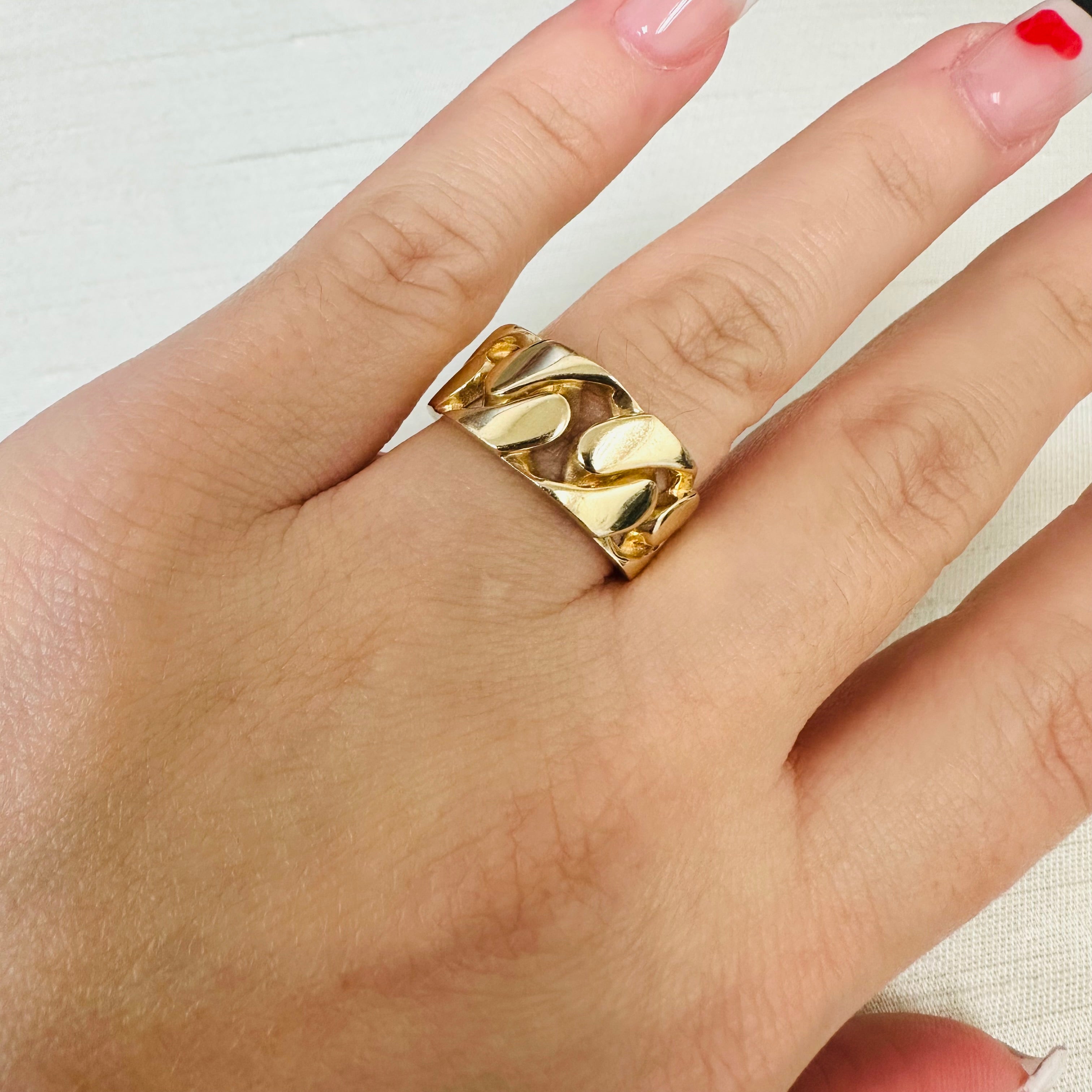14K Yellow Gold curb Link Ring
