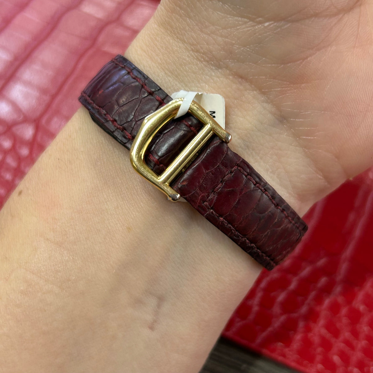 Vintage Cartier Must De Tank Vermeil | 20.5 mm | Burgundy Leather Strap Watch