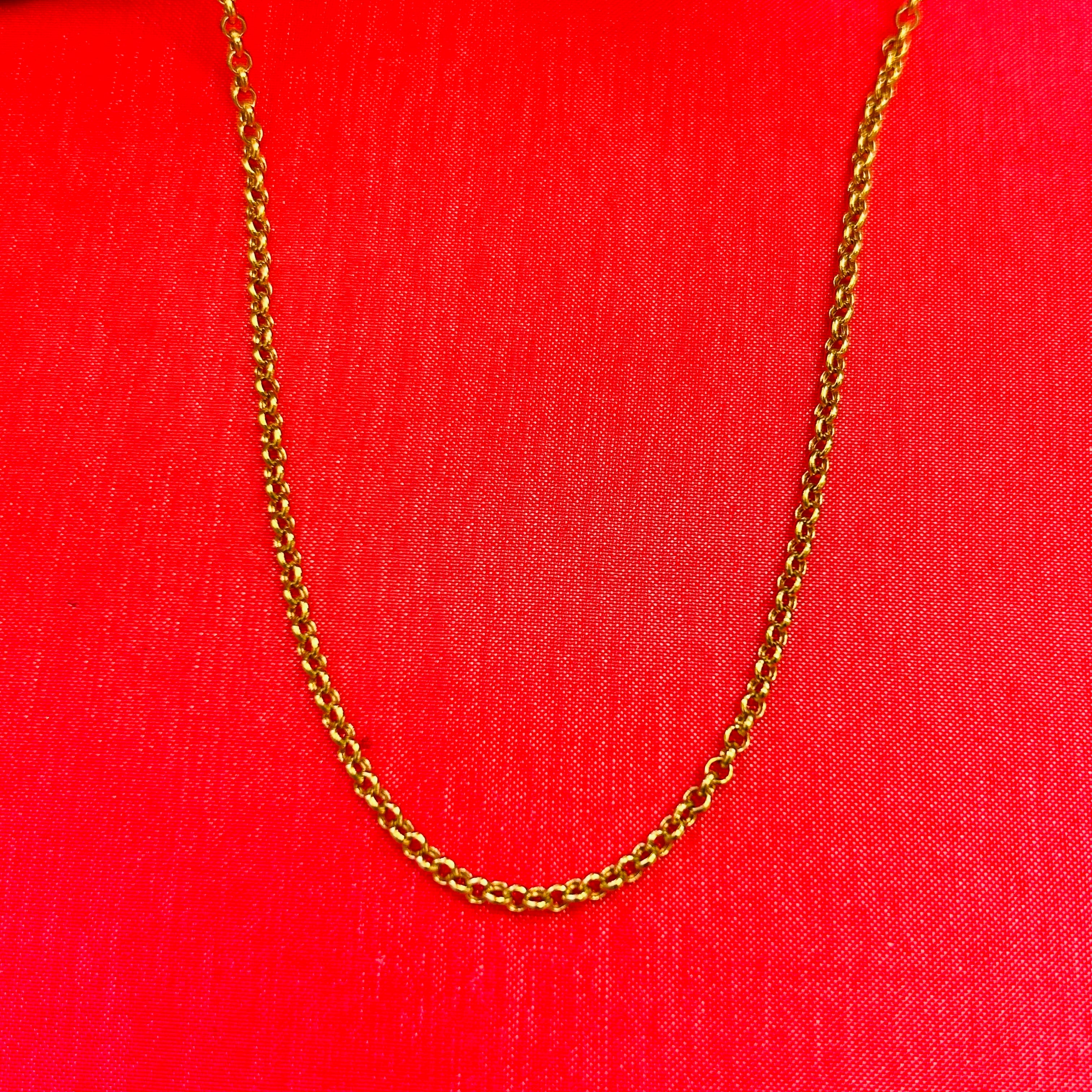 2mm 14K Yellow Gold Solid Rolo Chain Necklace 16" 18" 20"