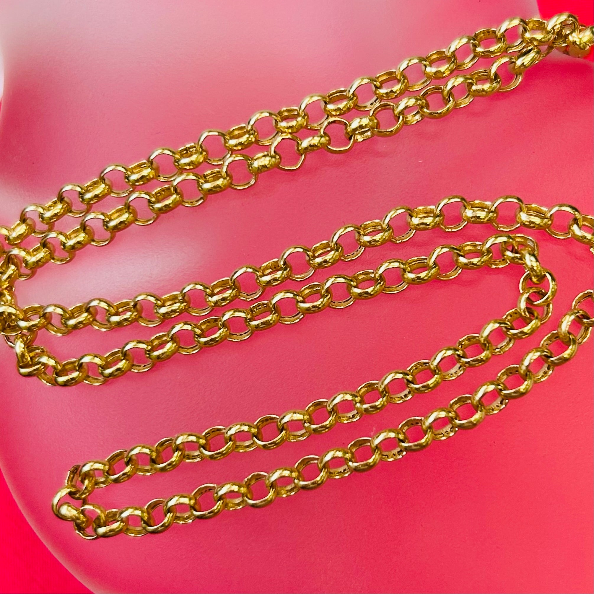 4mm 14K Yellow Gold Solid Rolo Chain Necklace 16" 18"