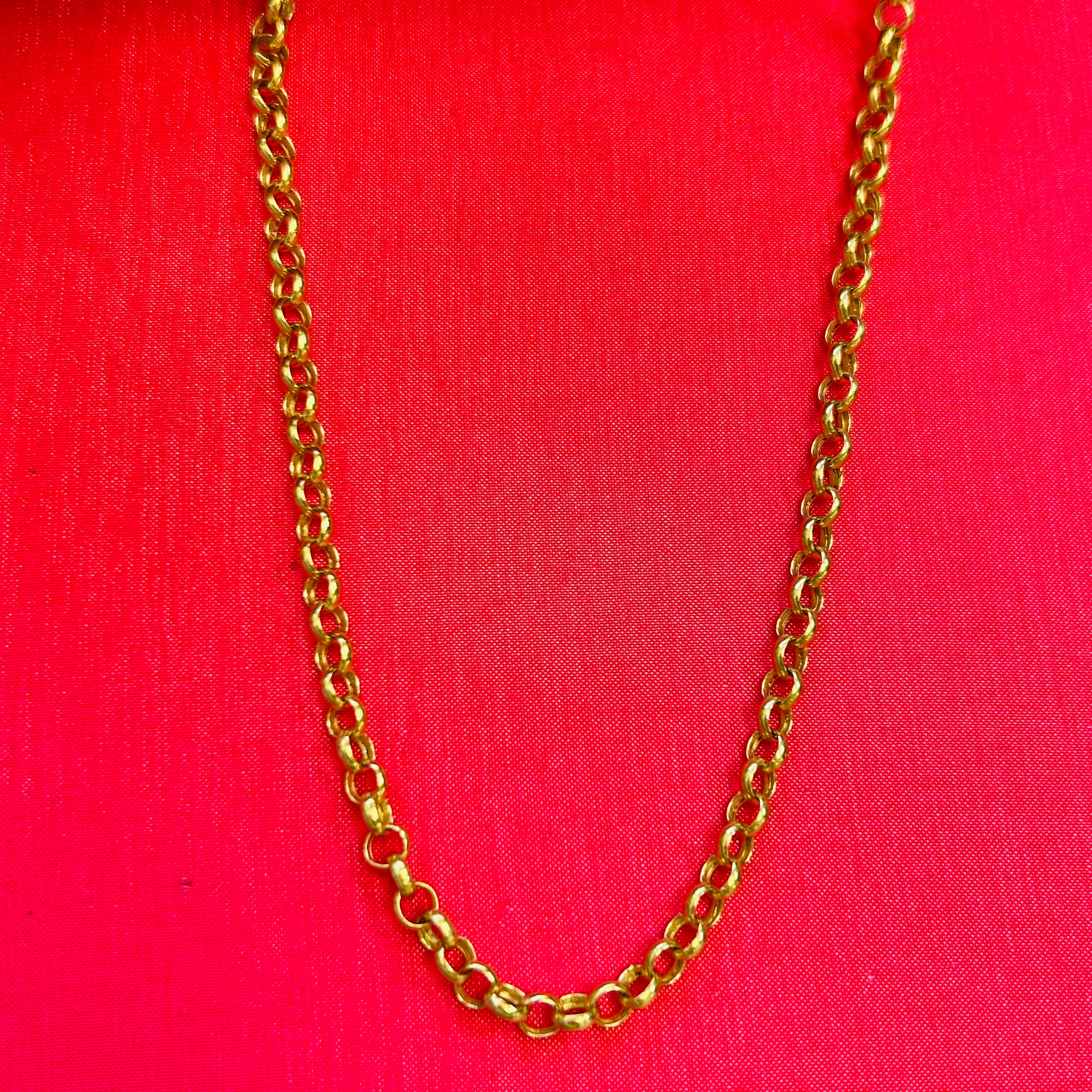 4mm 14K Yellow Gold Solid Rolo Chain Necklace 16" 18"