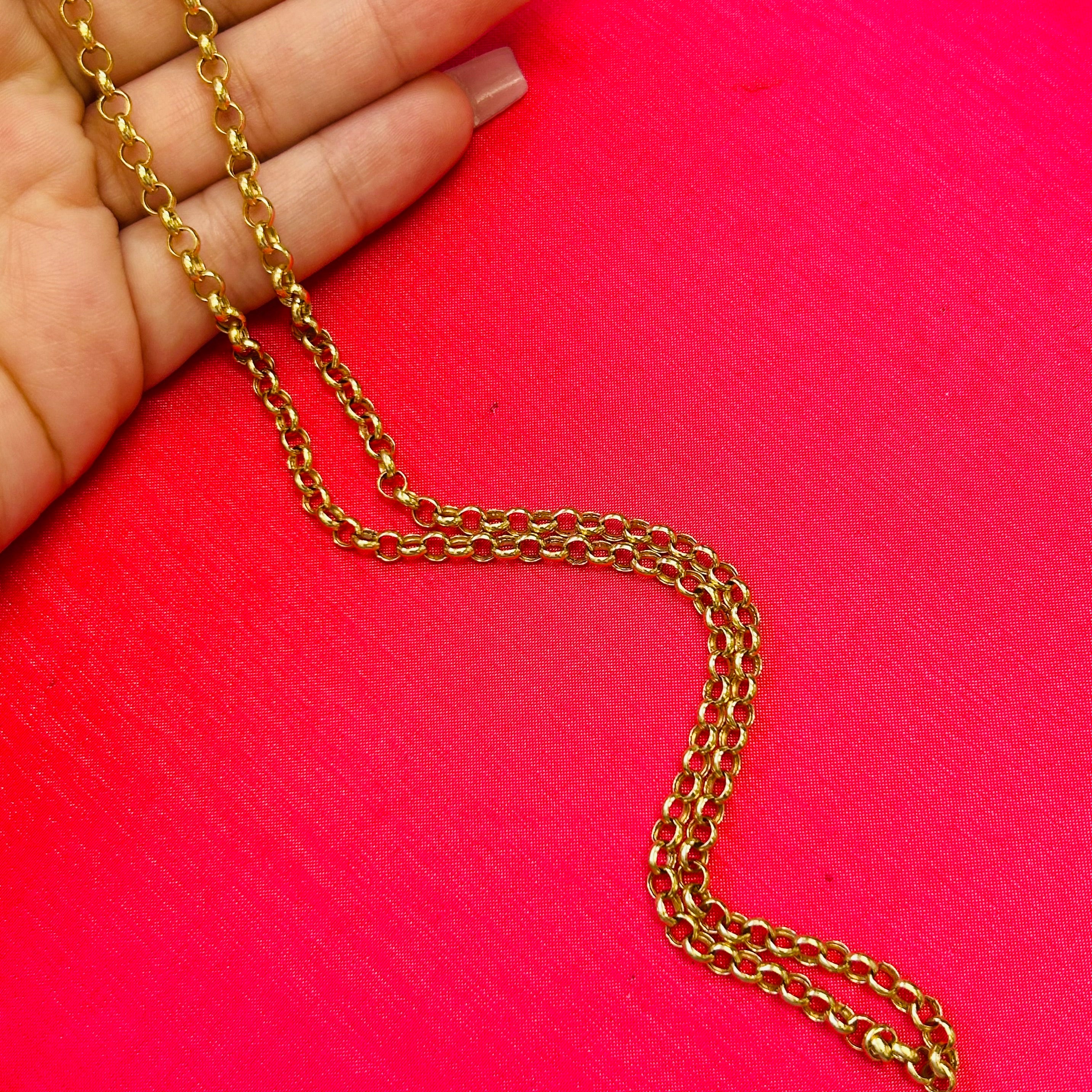 4mm 14K Yellow Gold Solid Rolo Chain Necklace 16" 18"