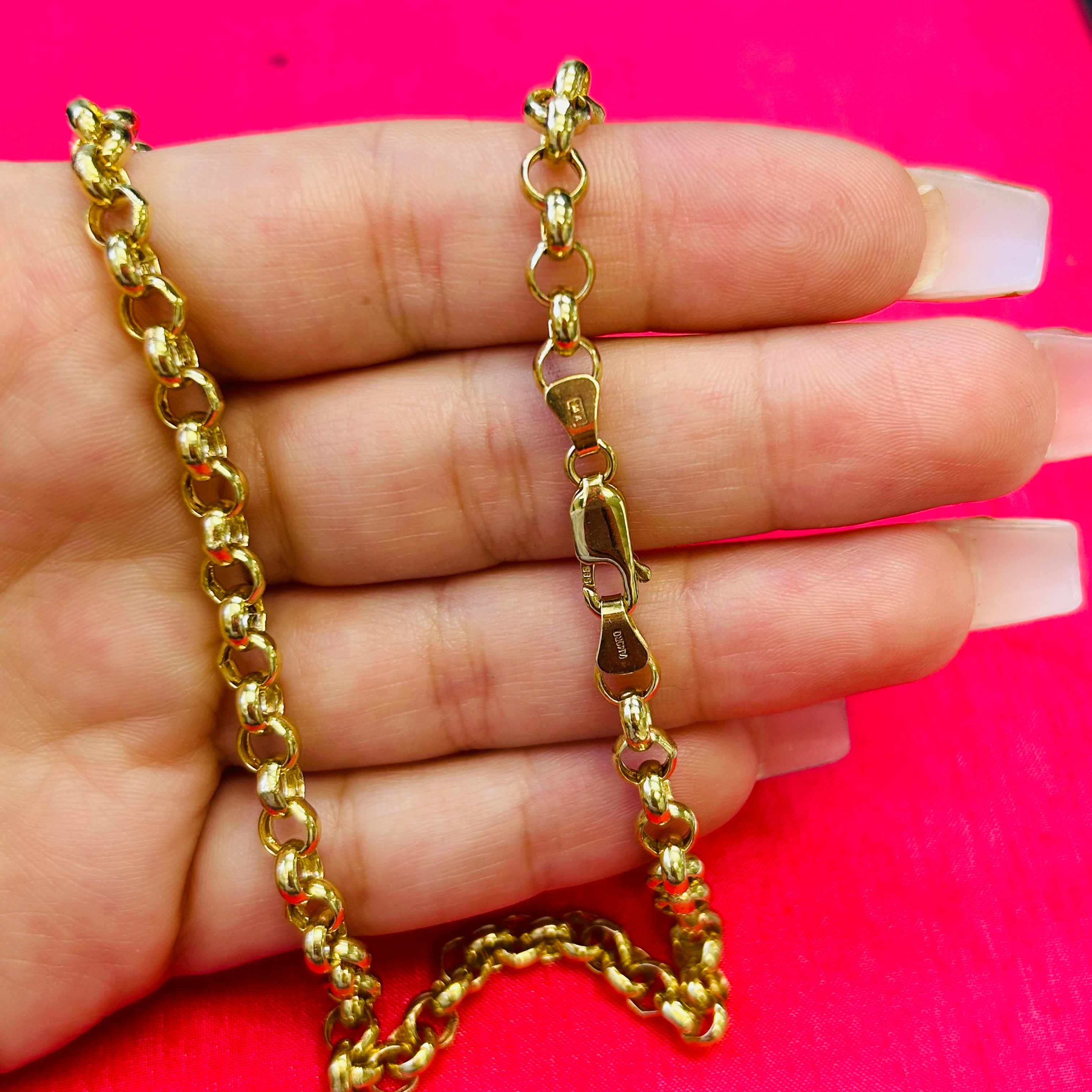 5mm 14K Yellow Gold Rolo Chain Necklace 18" 20" 22"