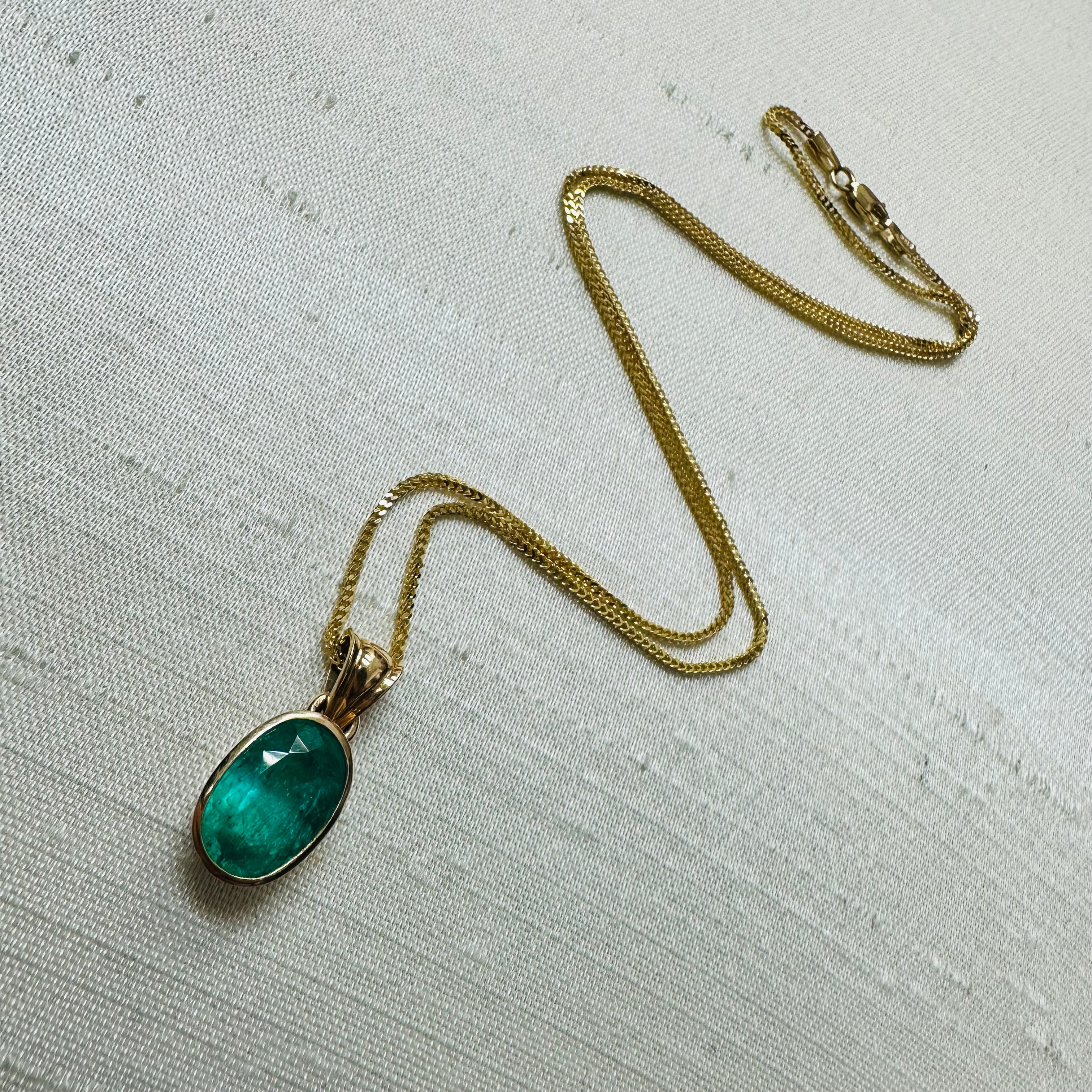 18K Yellow Gold Emerald Charm