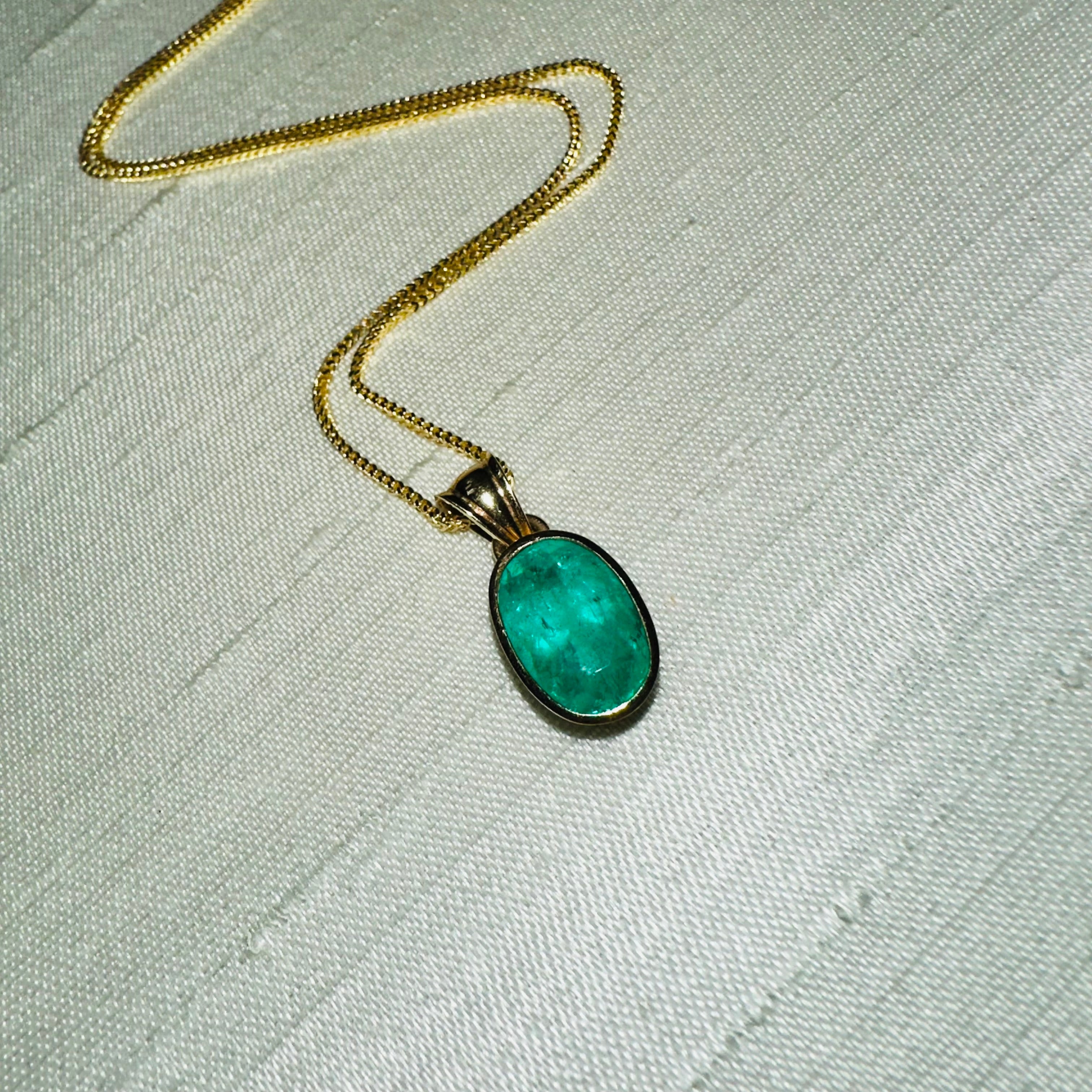 18K Yellow Gold Emerald Charm