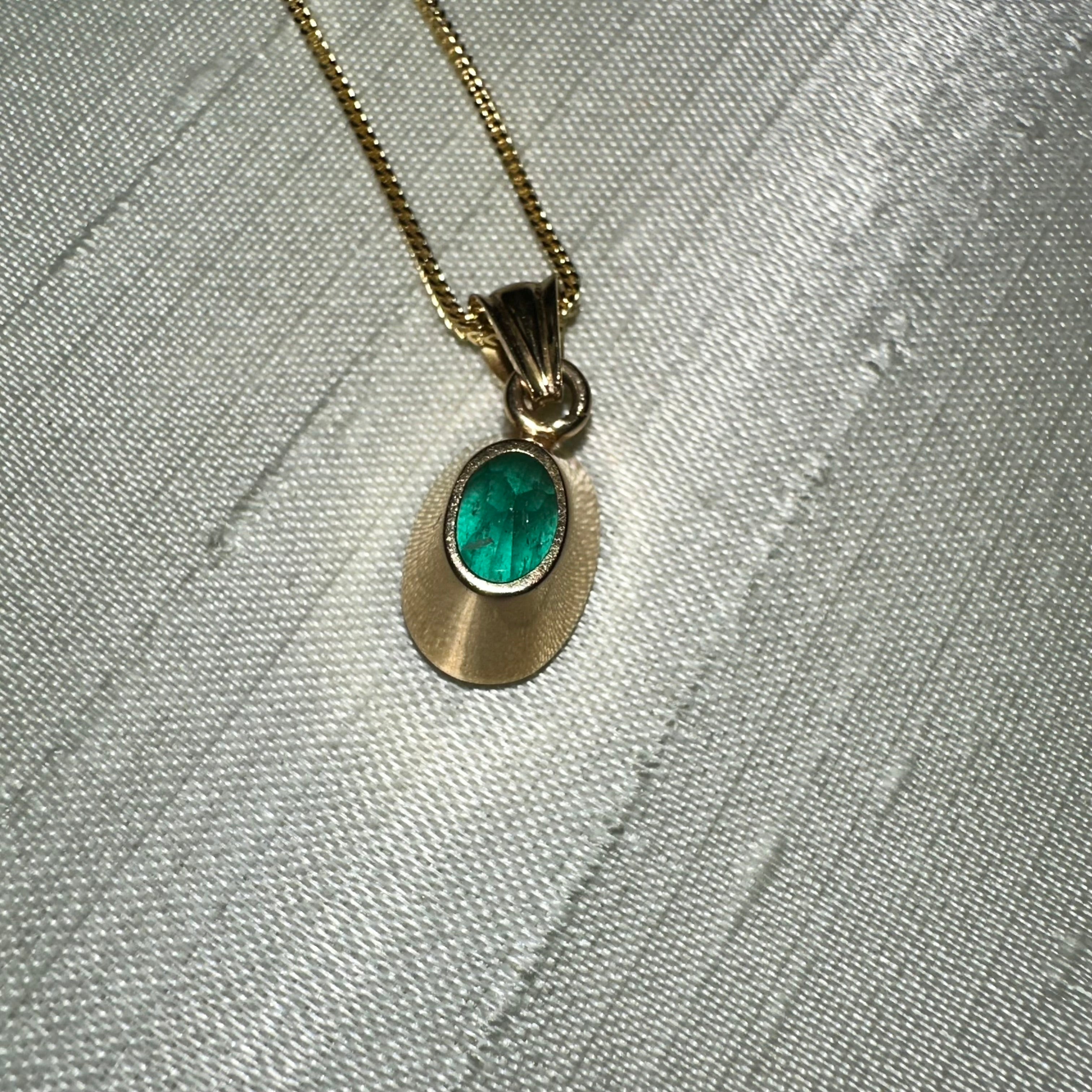 18K Yellow Gold Emerald Charm