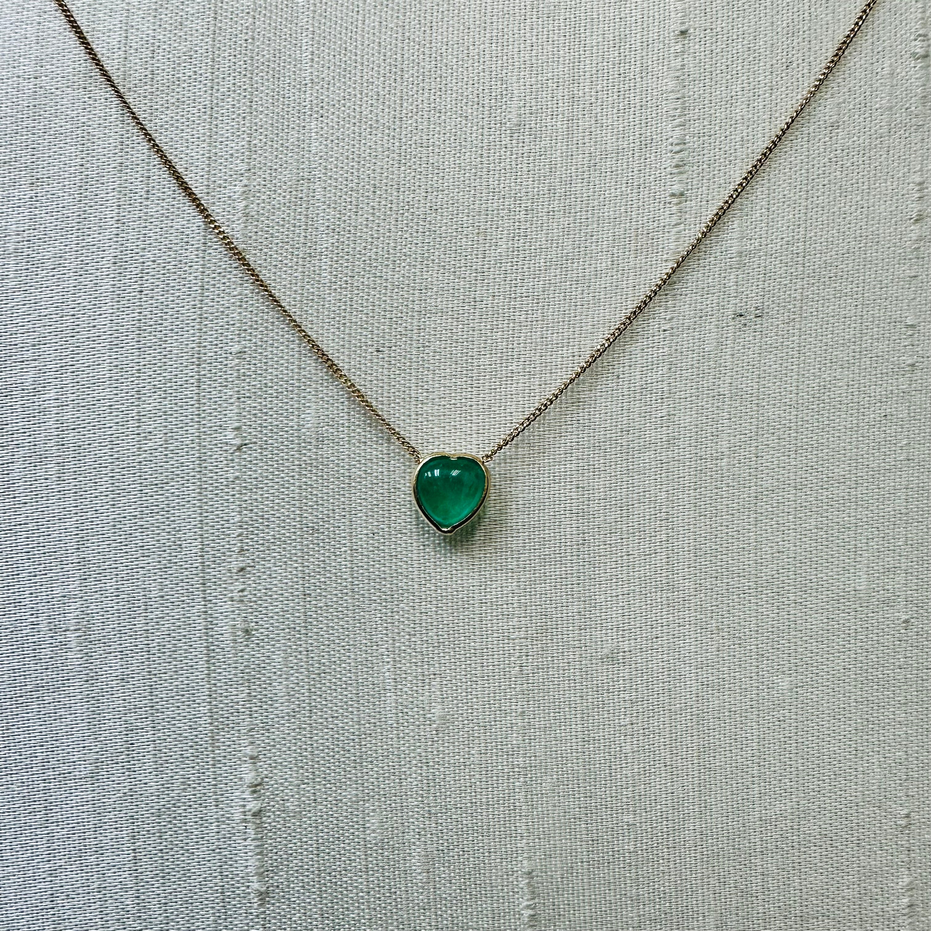 14K Yellow gold Emerald Heart 18" Necklace