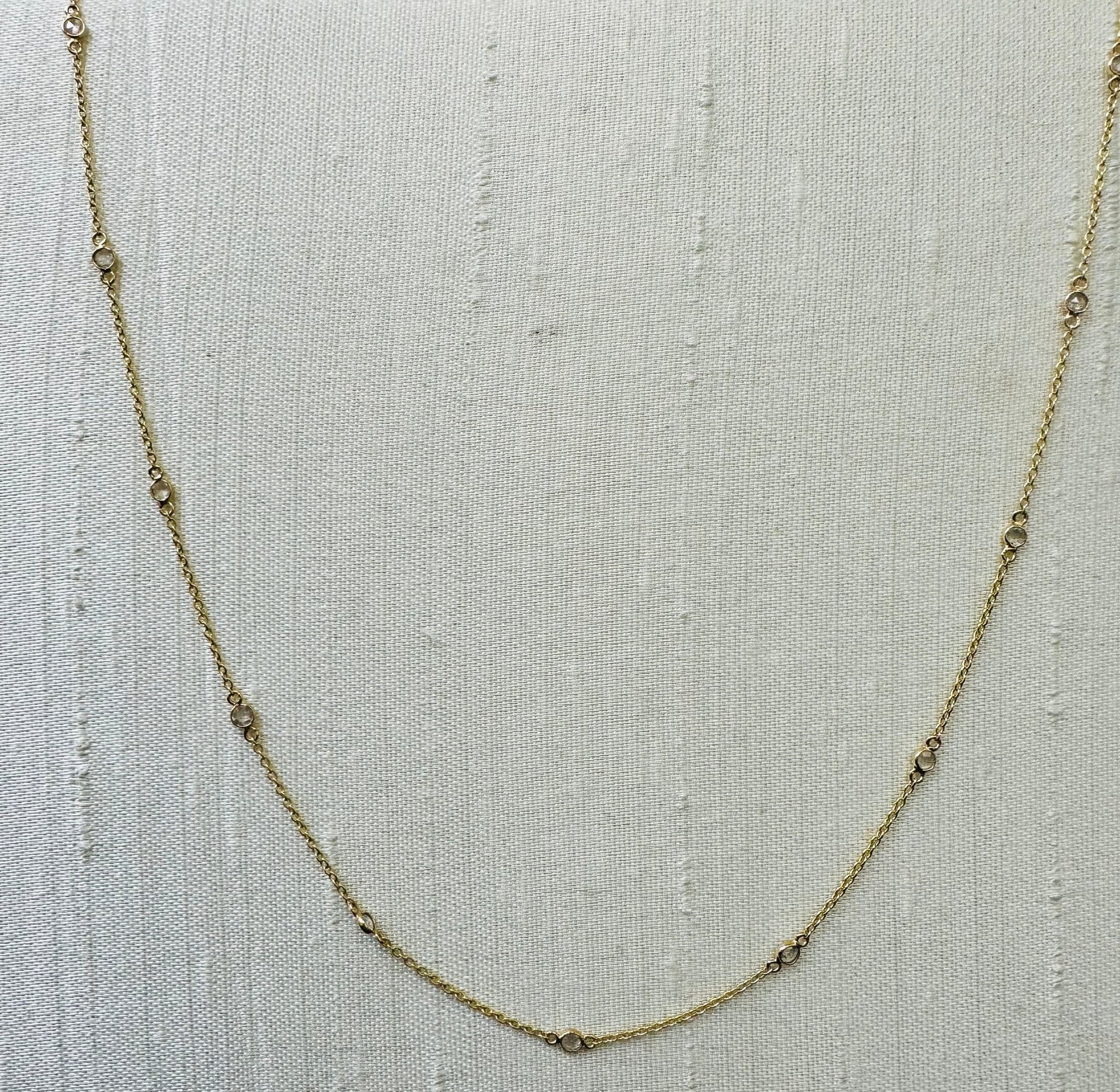 18K 18" Yellow Gold Rose Cut Diamonds By The Yard Necklace