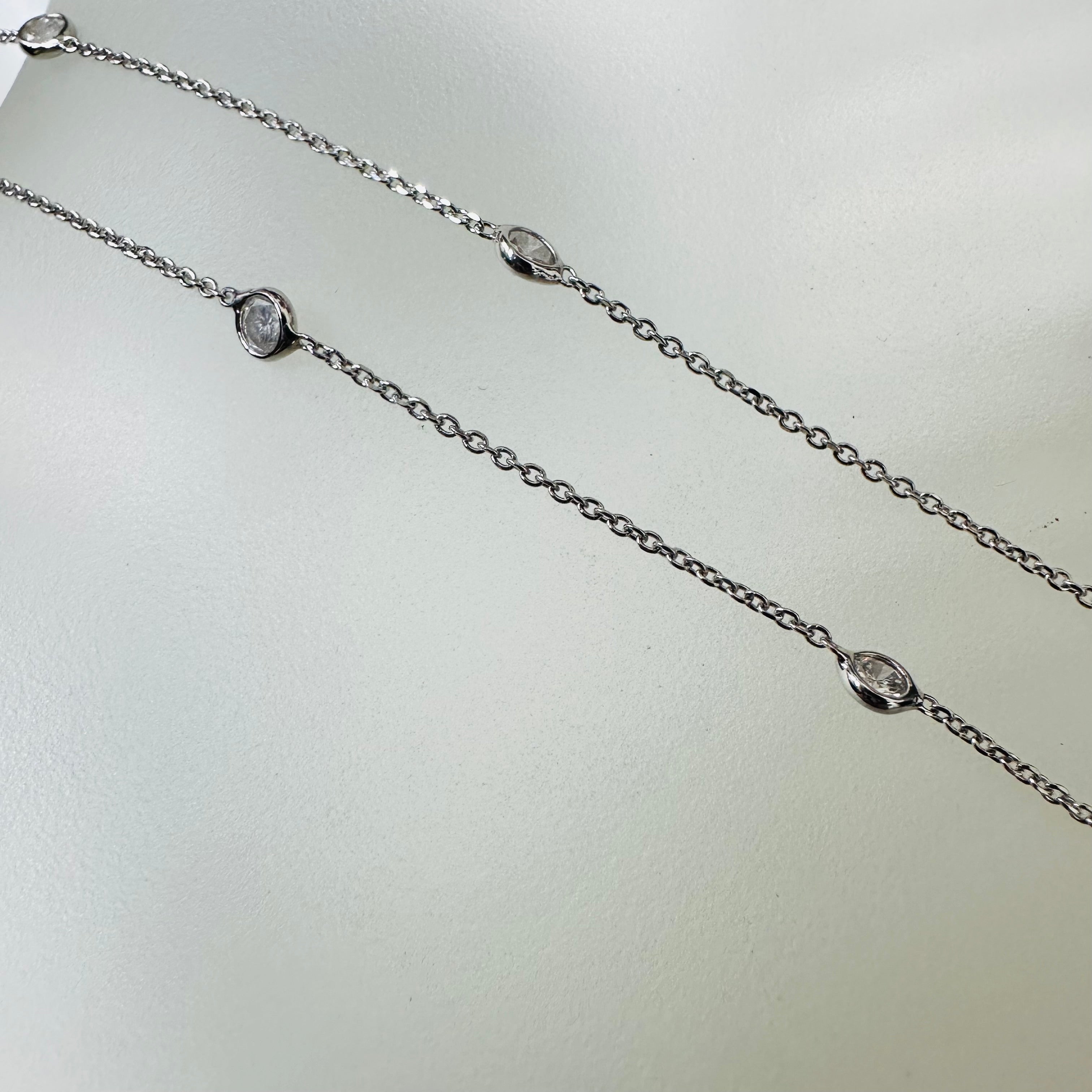 14K White Gold 28" Diamond By The Yard Necklace