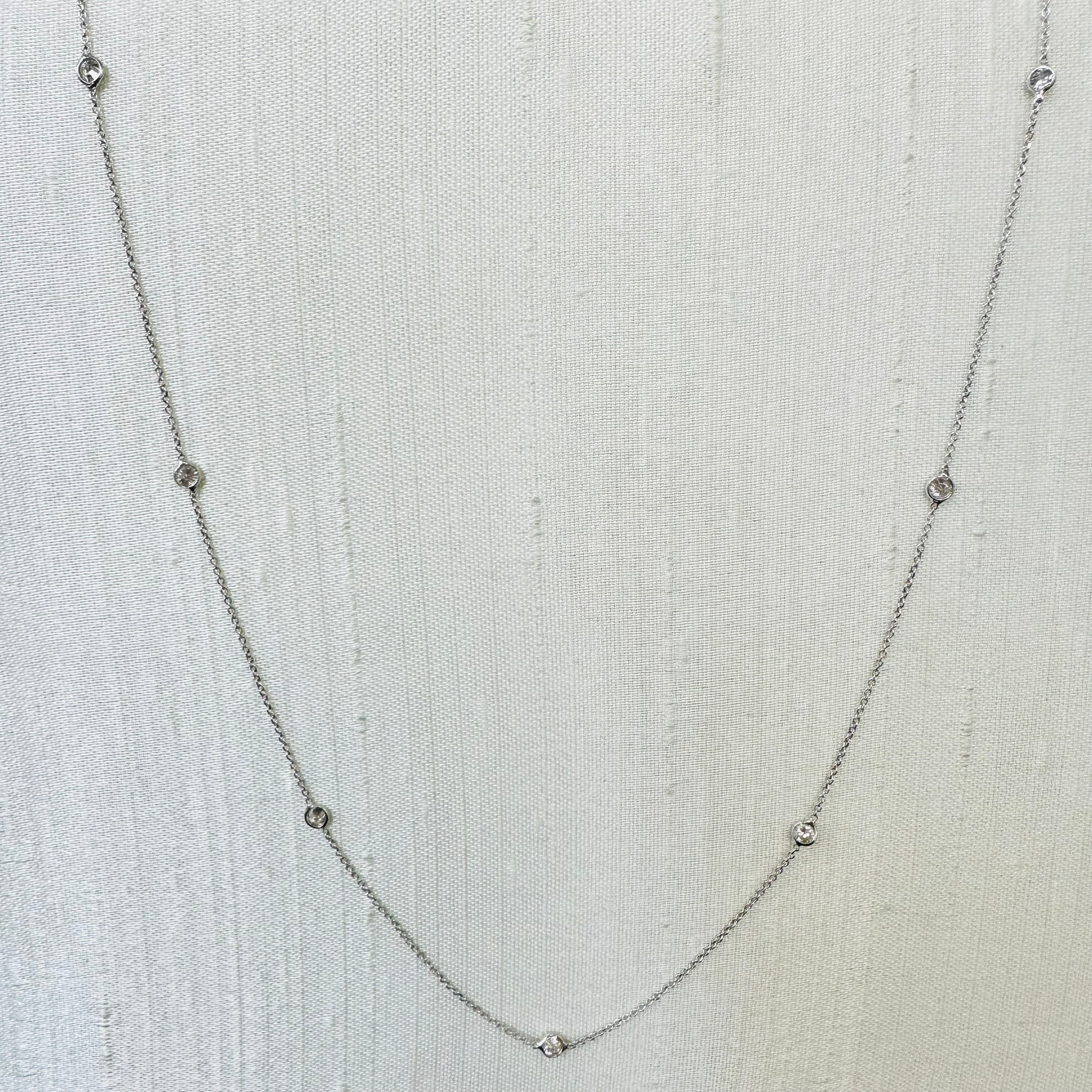 14K White Gold 18" Diamond By The Yard Necklace